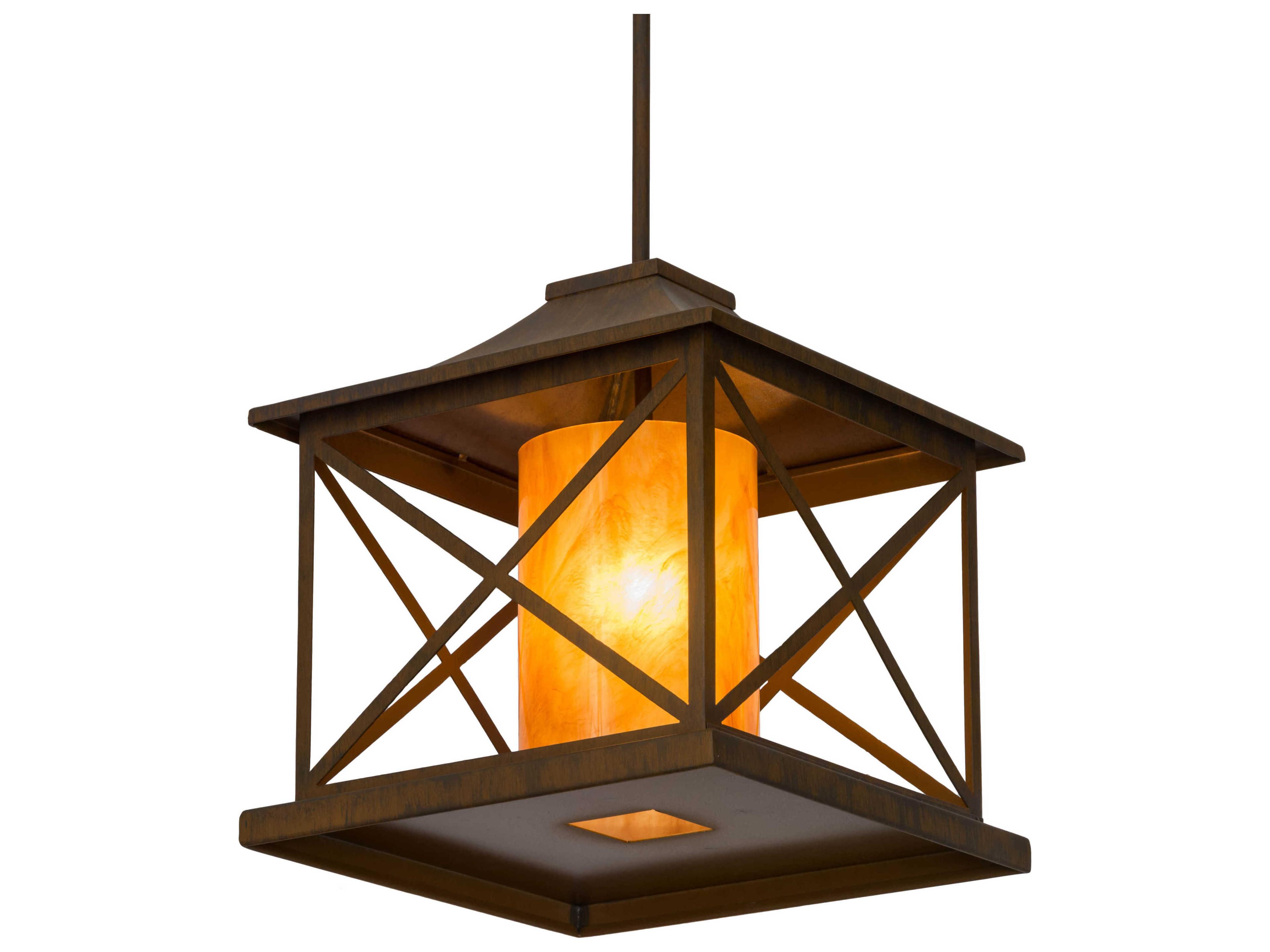 1-Light Brown Glass Cylinder Geometric Pendant