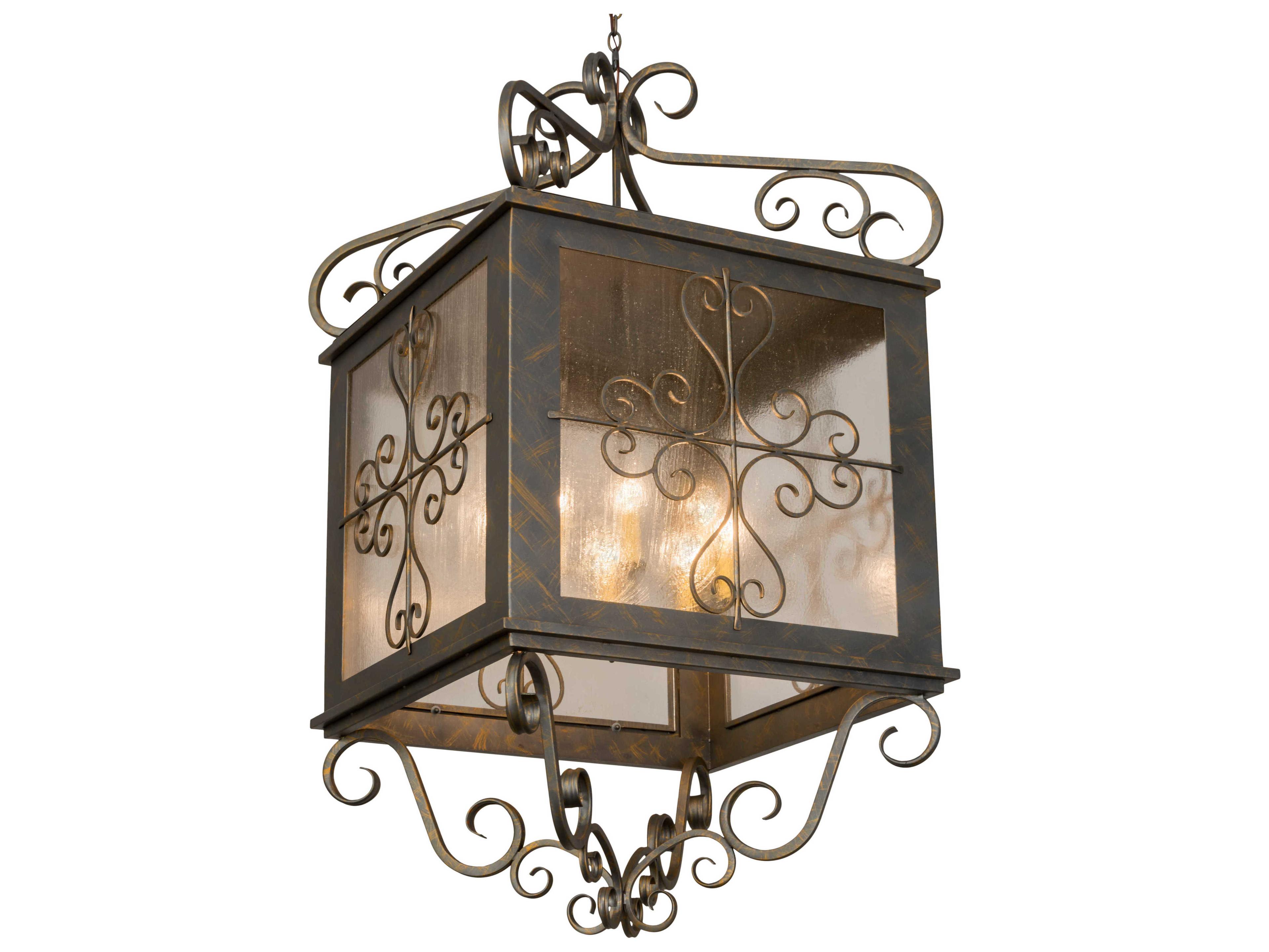 8-Light Bronze Glass Lantern Pendant