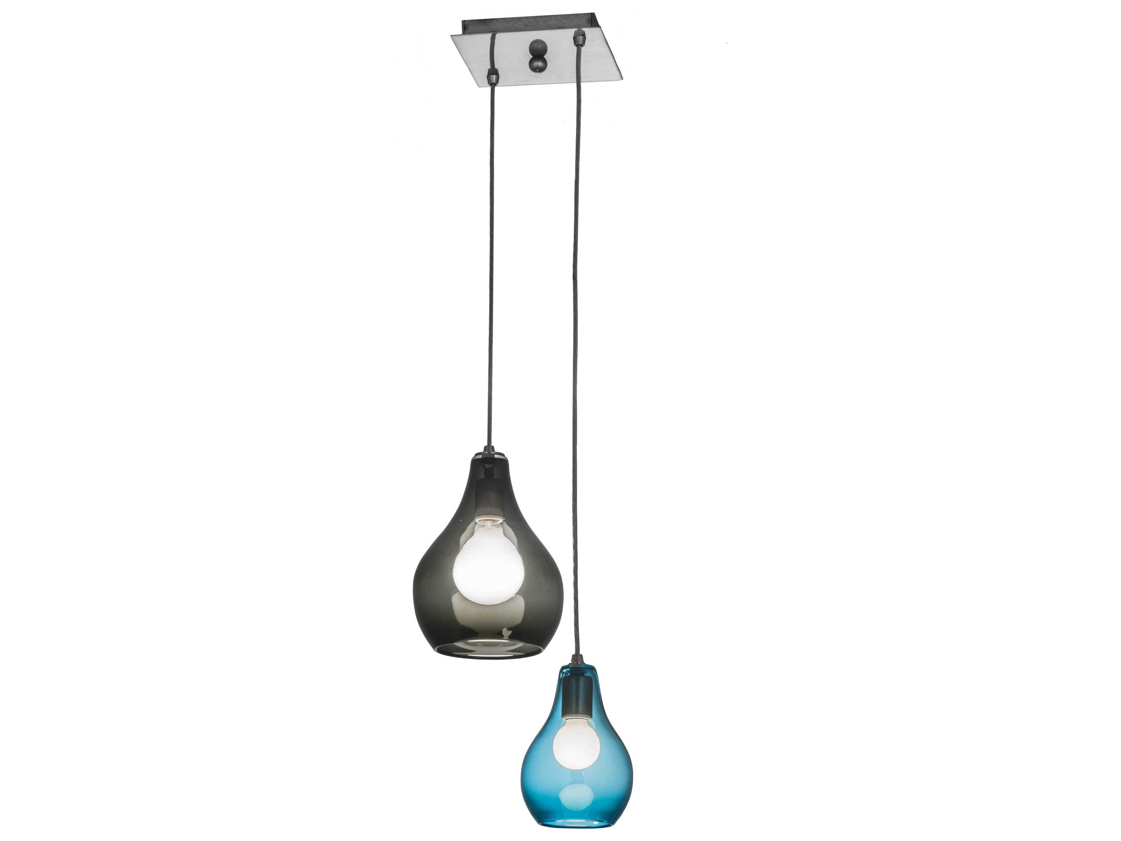 2-Light Blue Glass Pendant