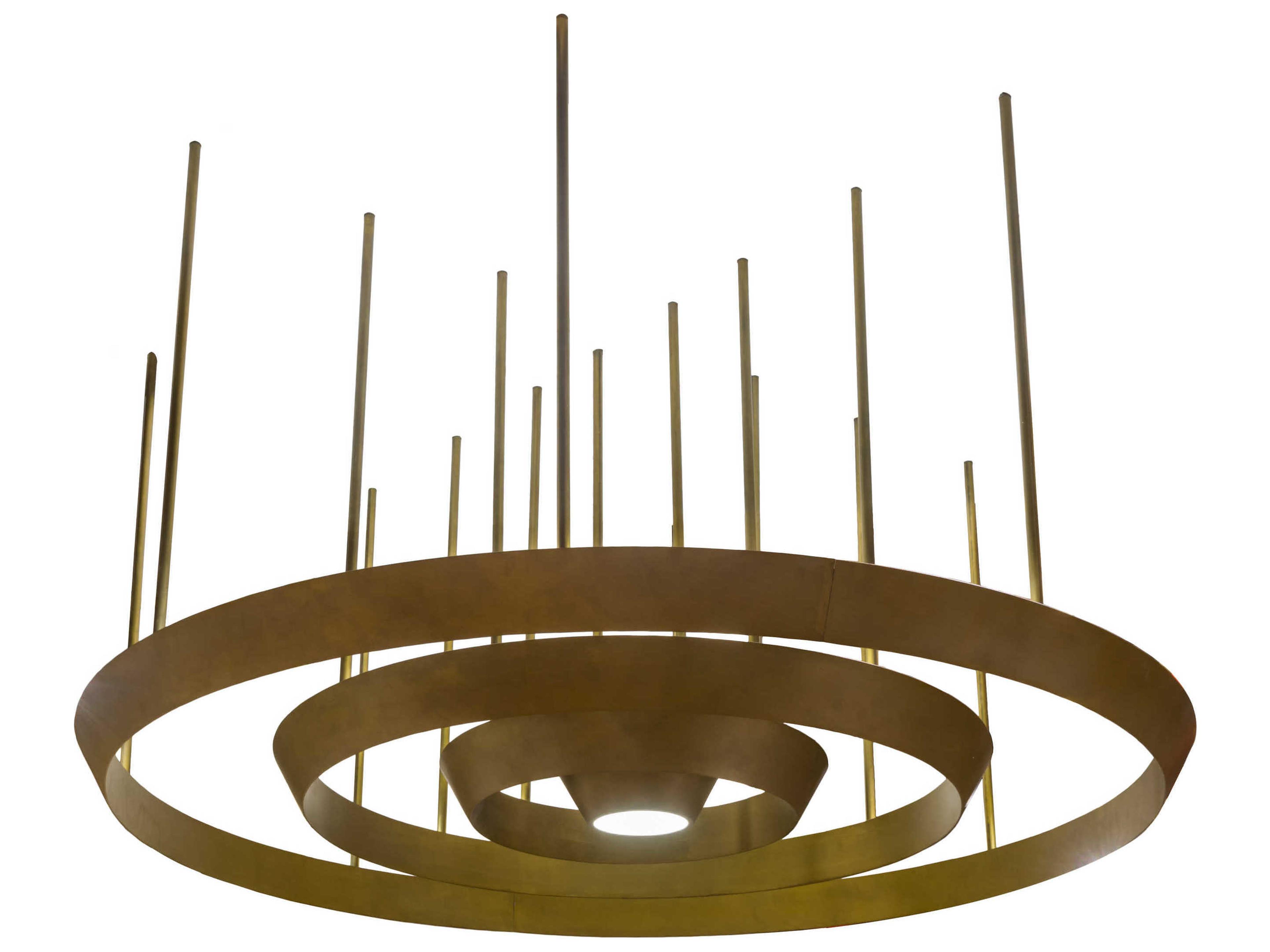 Led Gold Glass Round Pendant