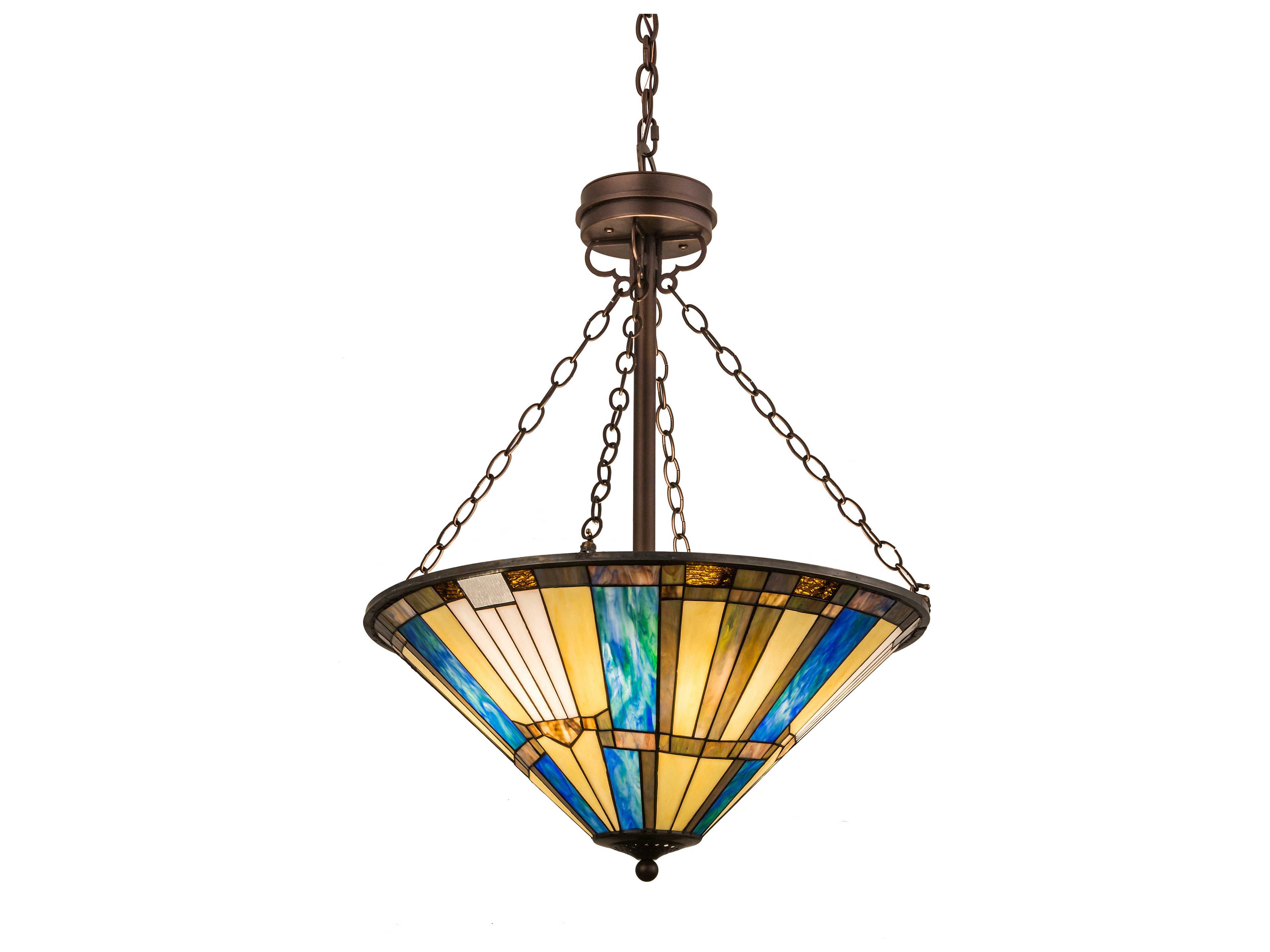 Meyda 4-Light Bronze Glass Tiffany Pendant