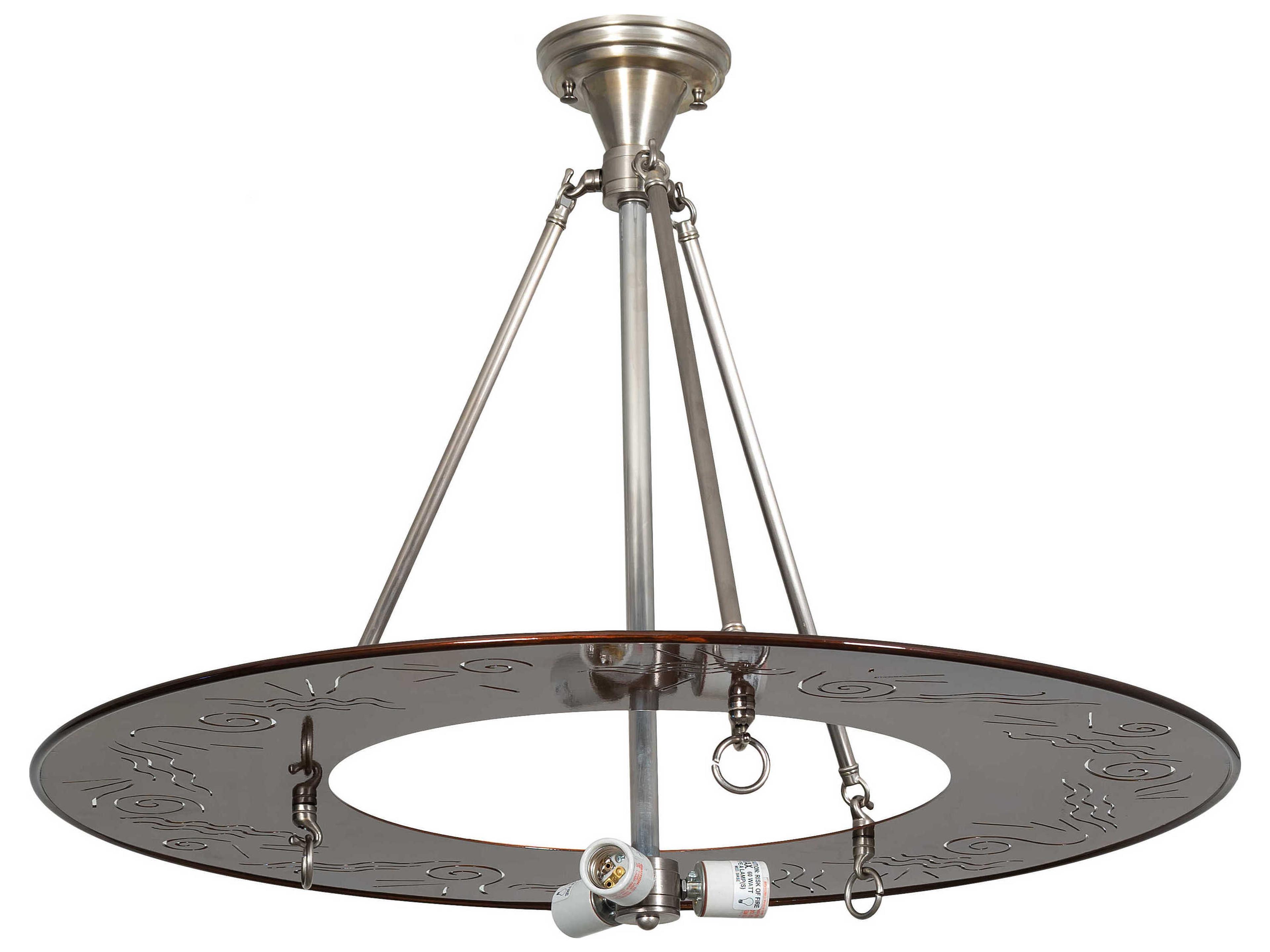 3-Light Nickel Transparent Copper Geometric Round Pendant