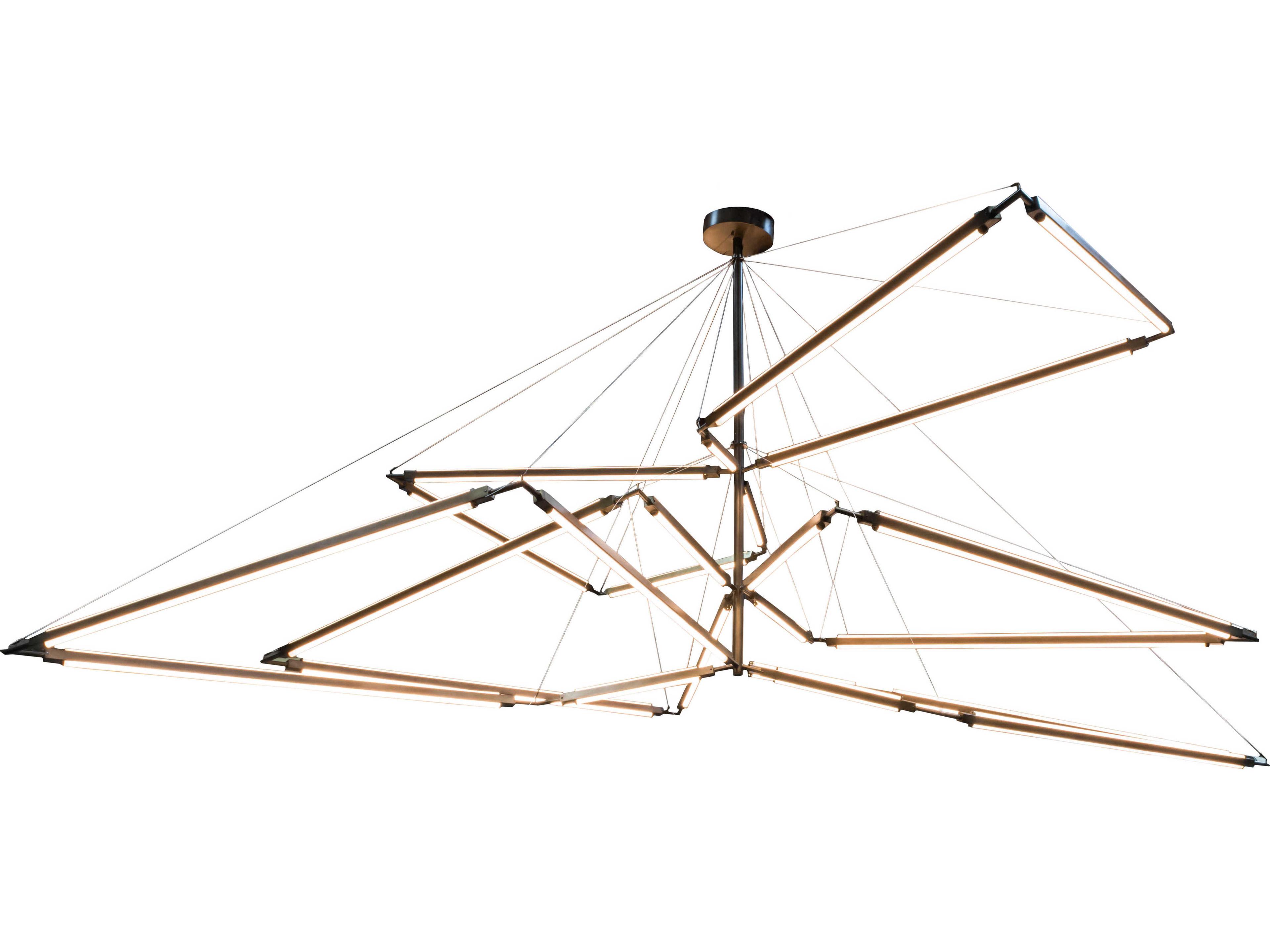 Led Copper Glass Geometric Pendant