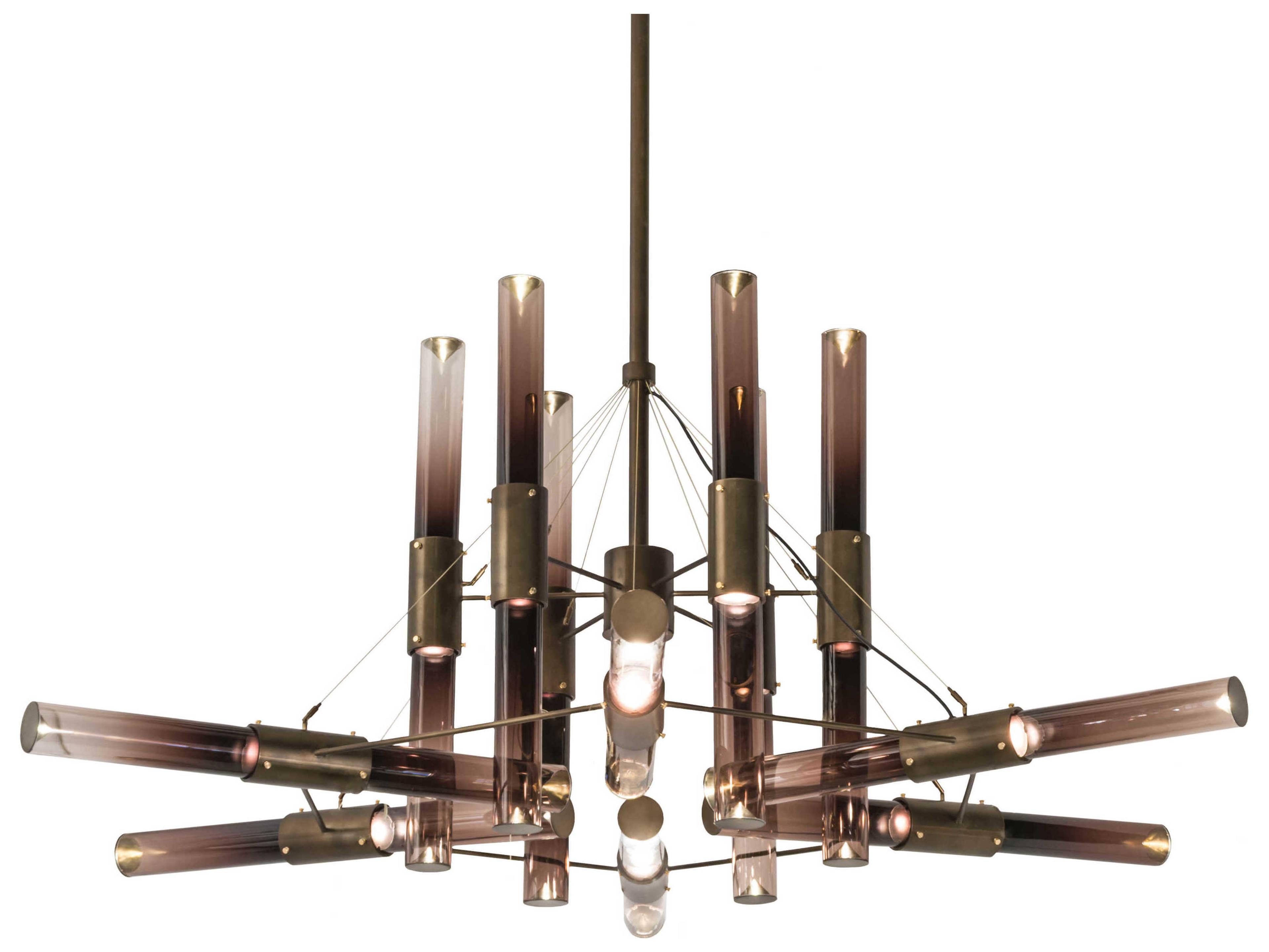 24-Light Copper Glass LED Sputnik Pendant