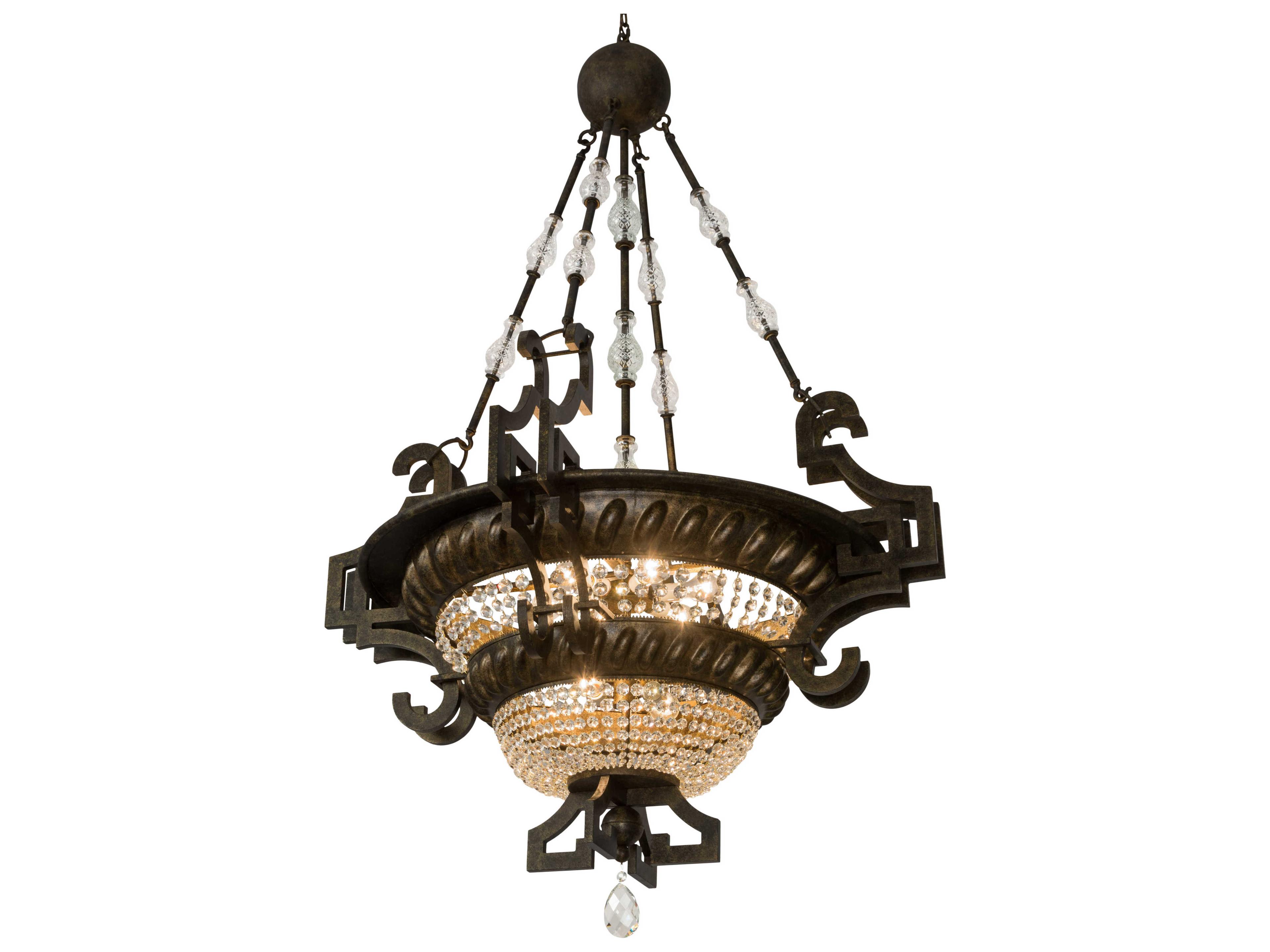 8-Light Brown Crystal Glass Bell Pendant