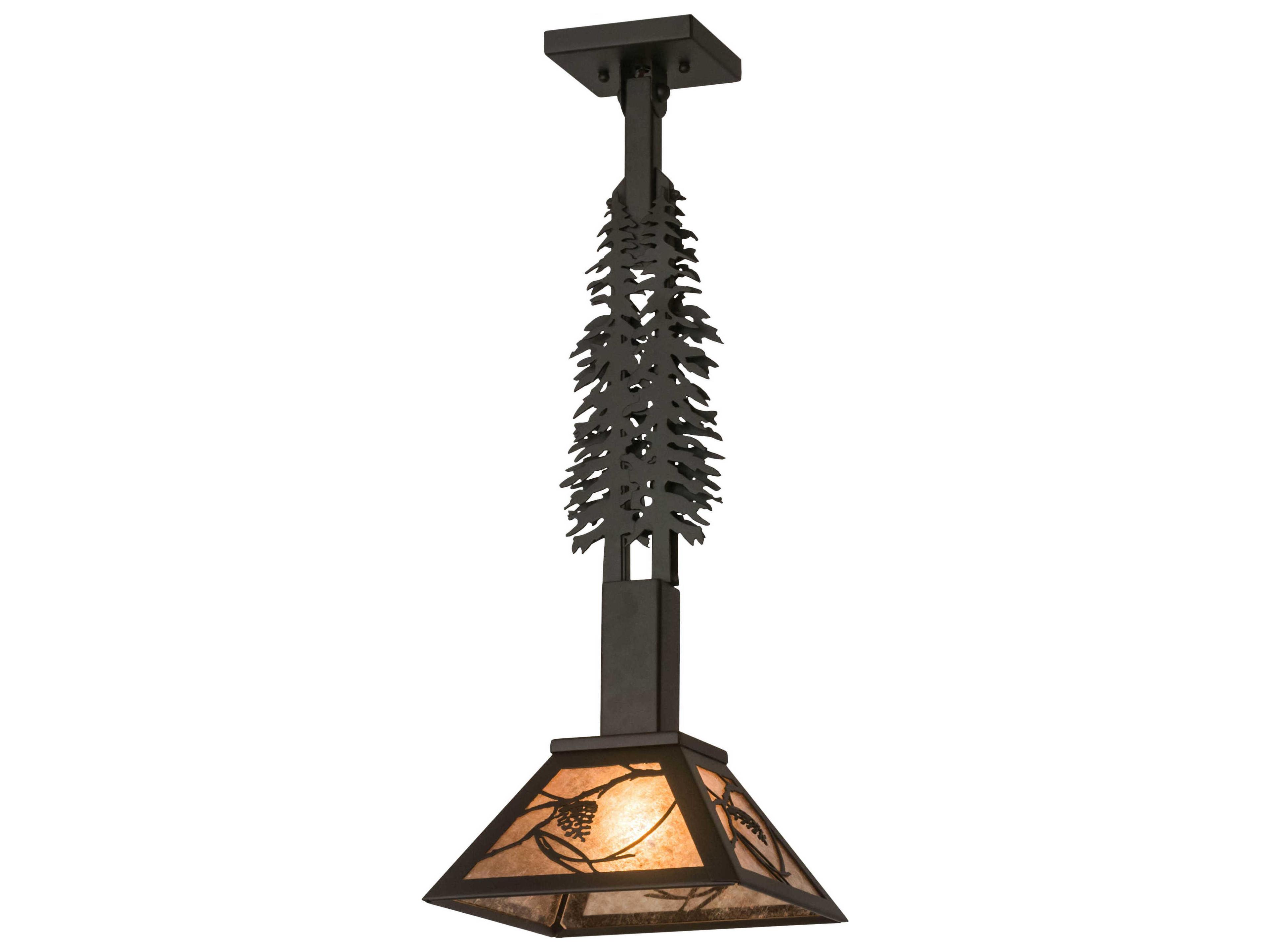 Whispering Pines 1-Light Bronze Glass Pendant