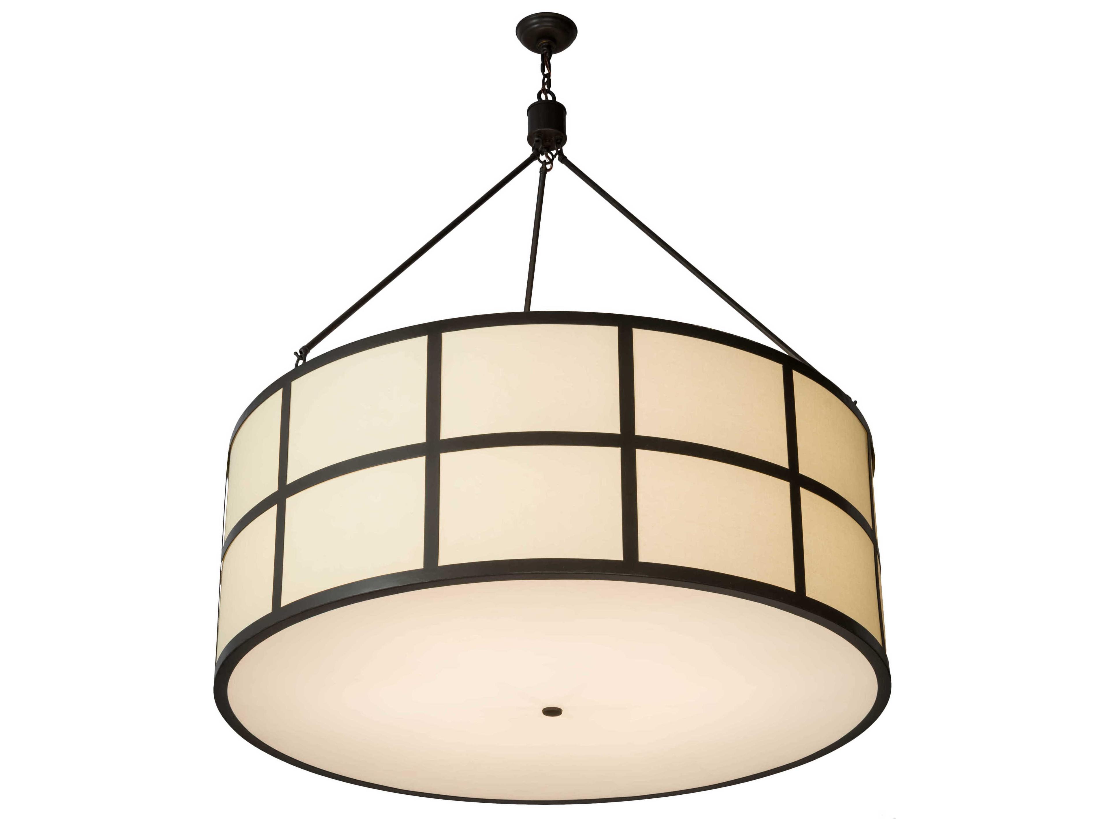 6-Light Bronze Glass Drum Pendant