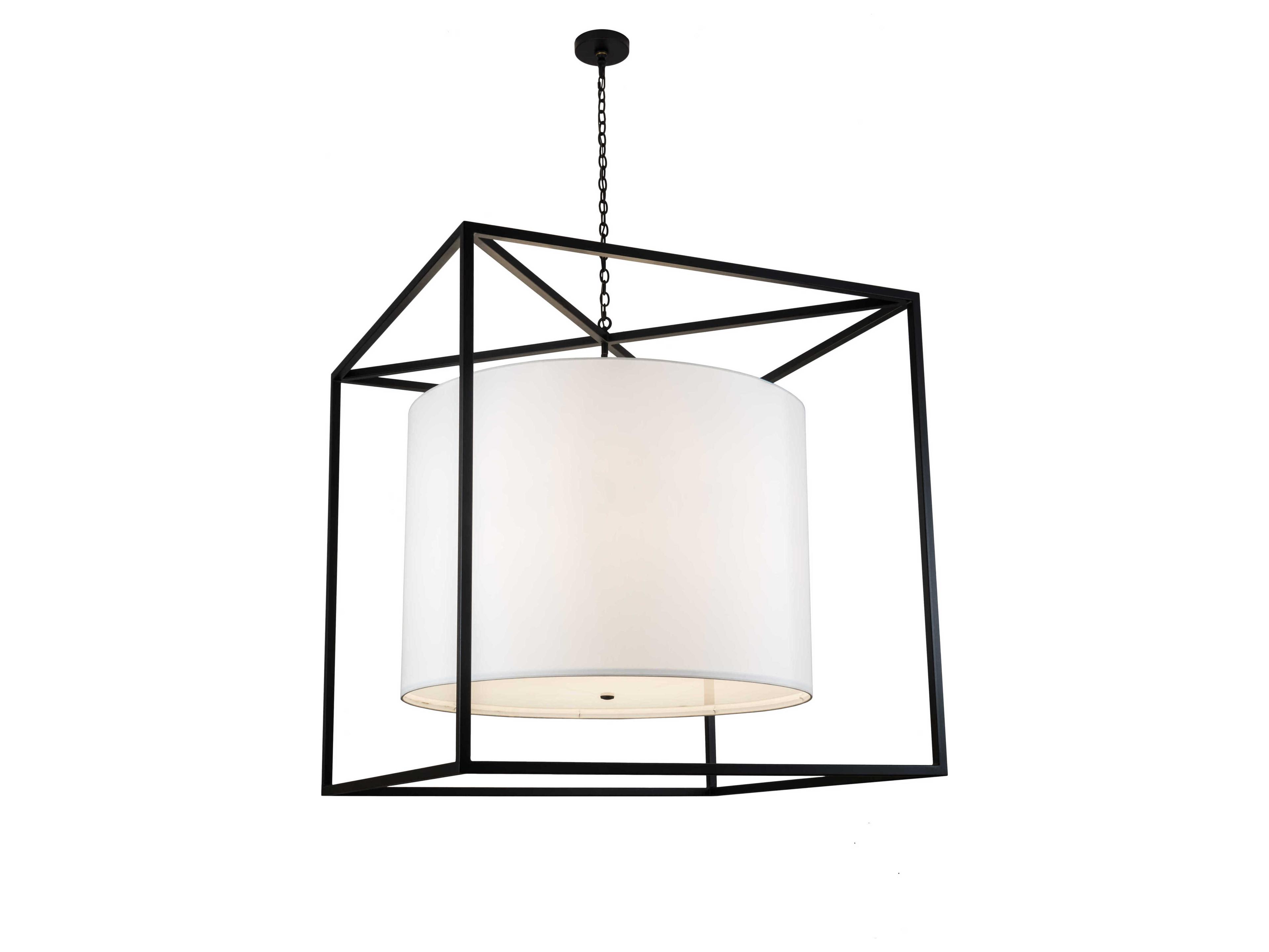 6-Light Black Glass Drum Pendant
