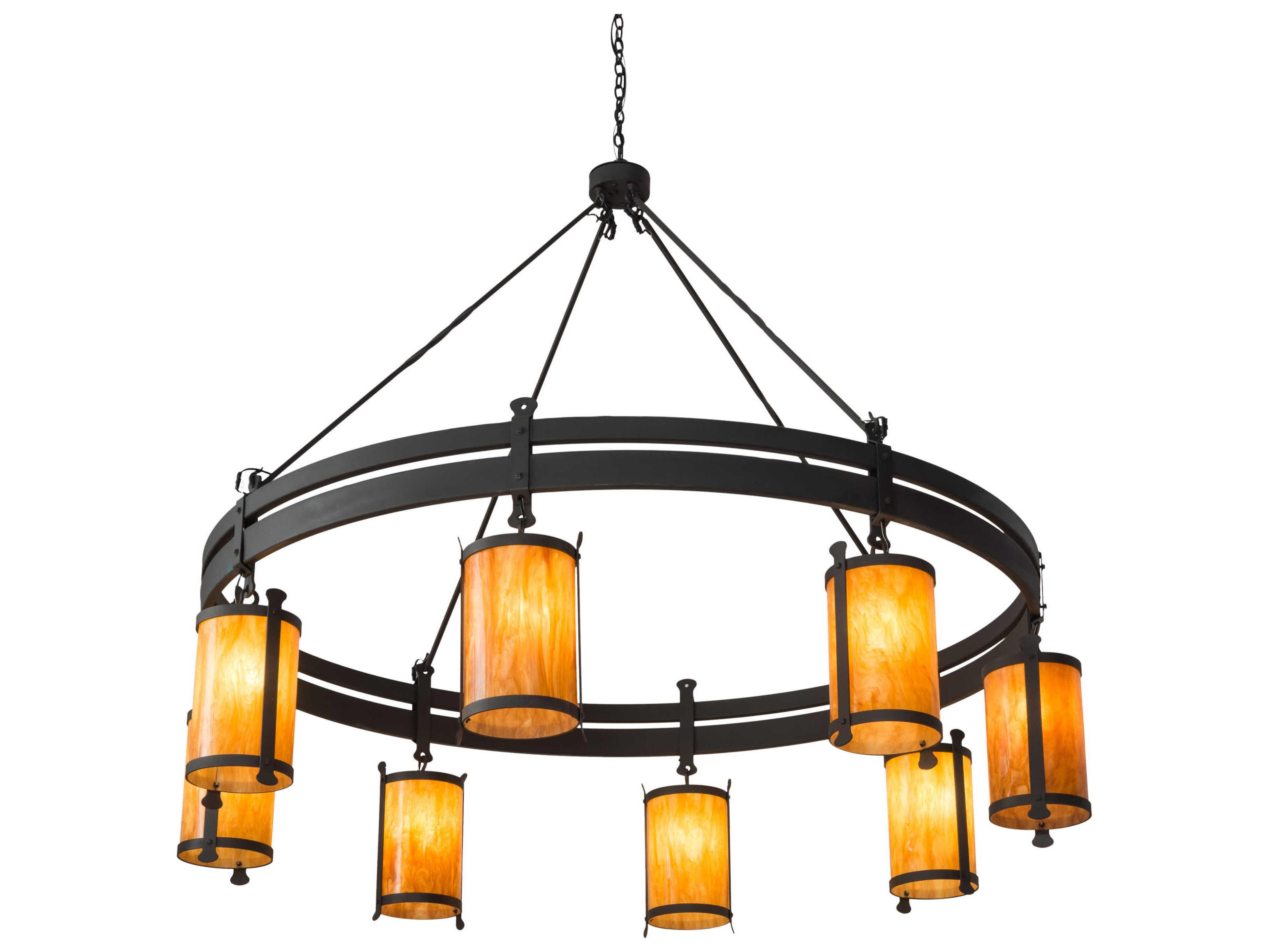 8-Light Black Glass Cylinder Pendant