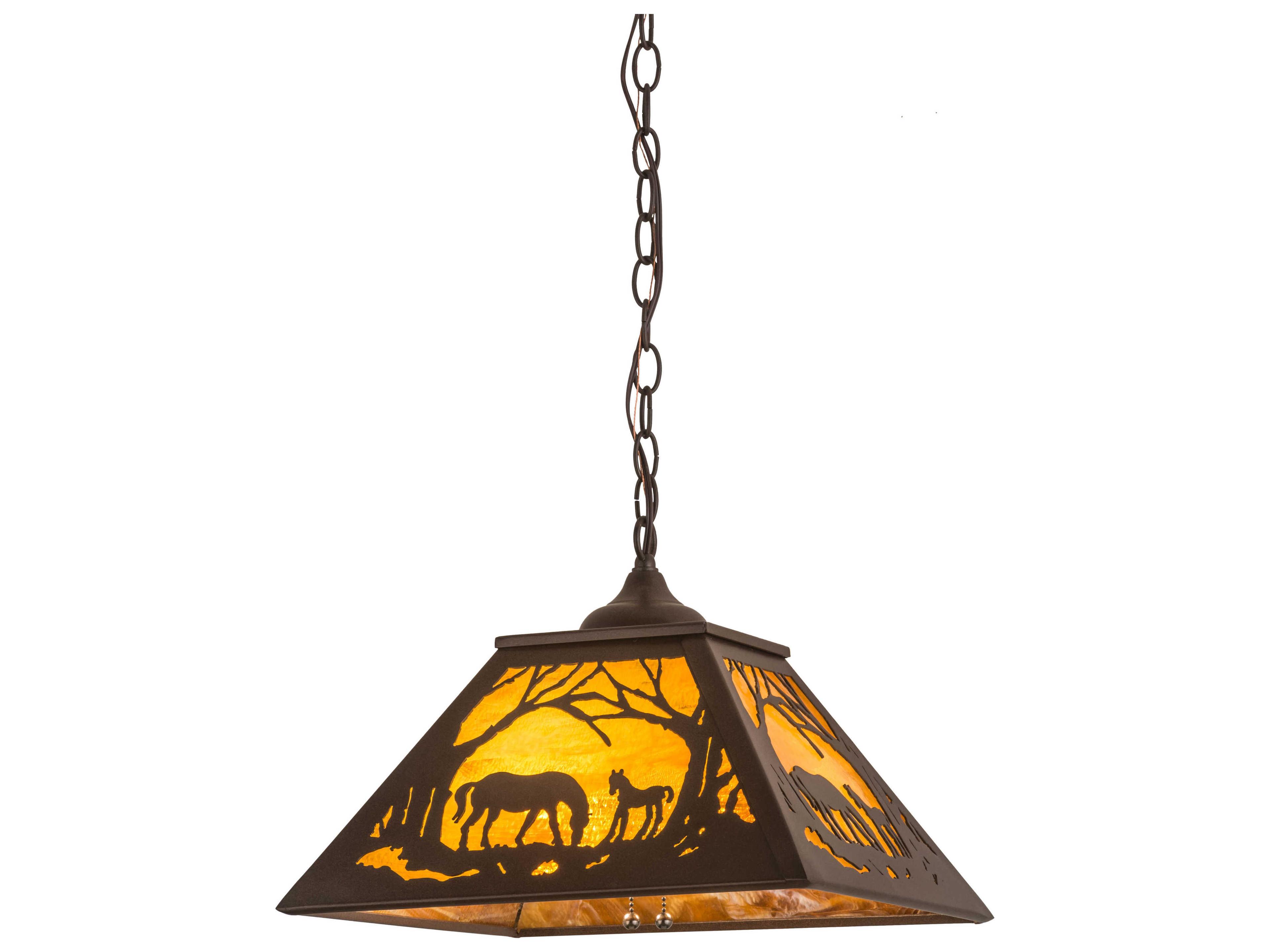 2-Light Brown Glass Pendant