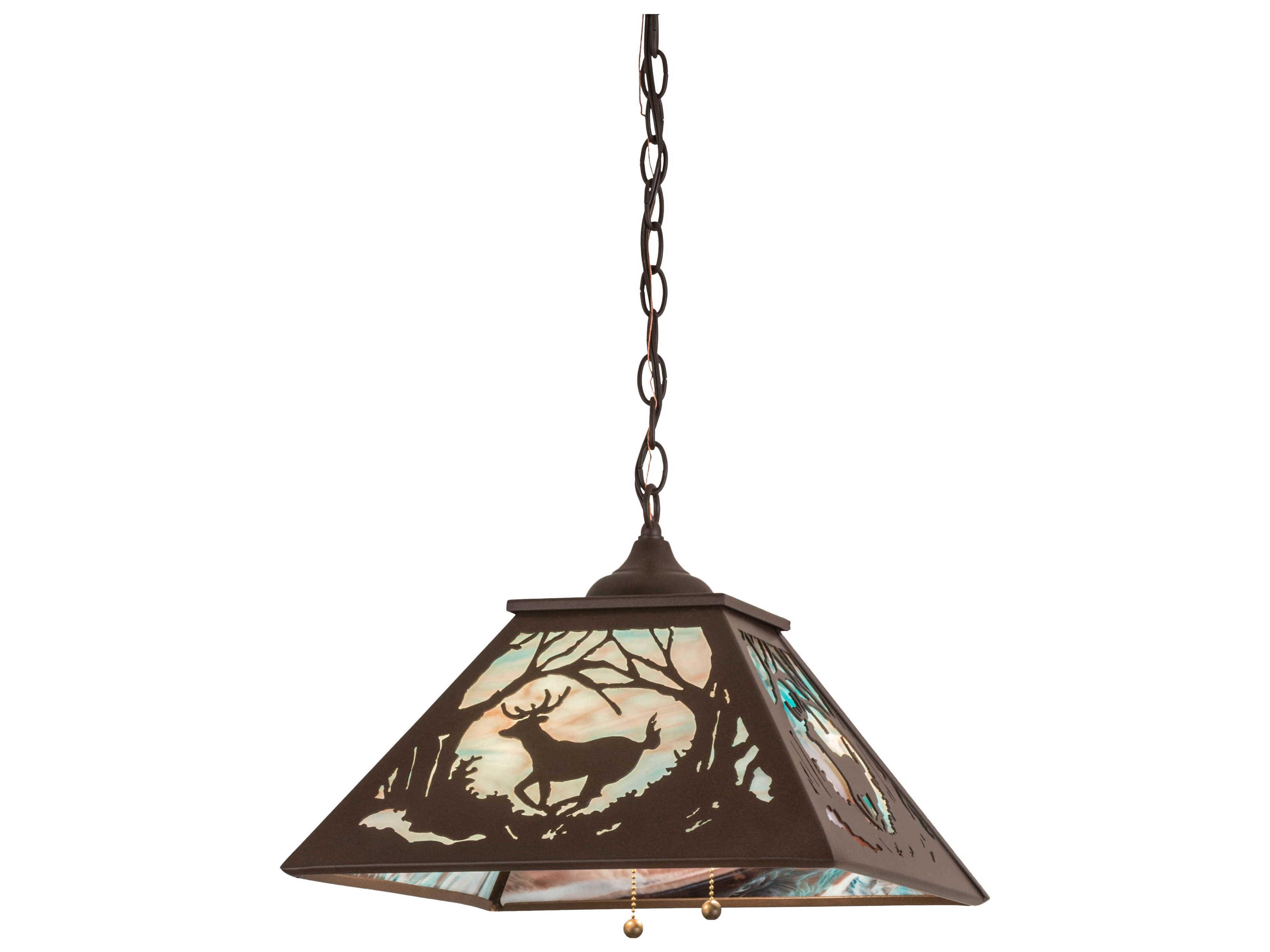 Deer At Dawn 2-Light Blue Glass Pendant