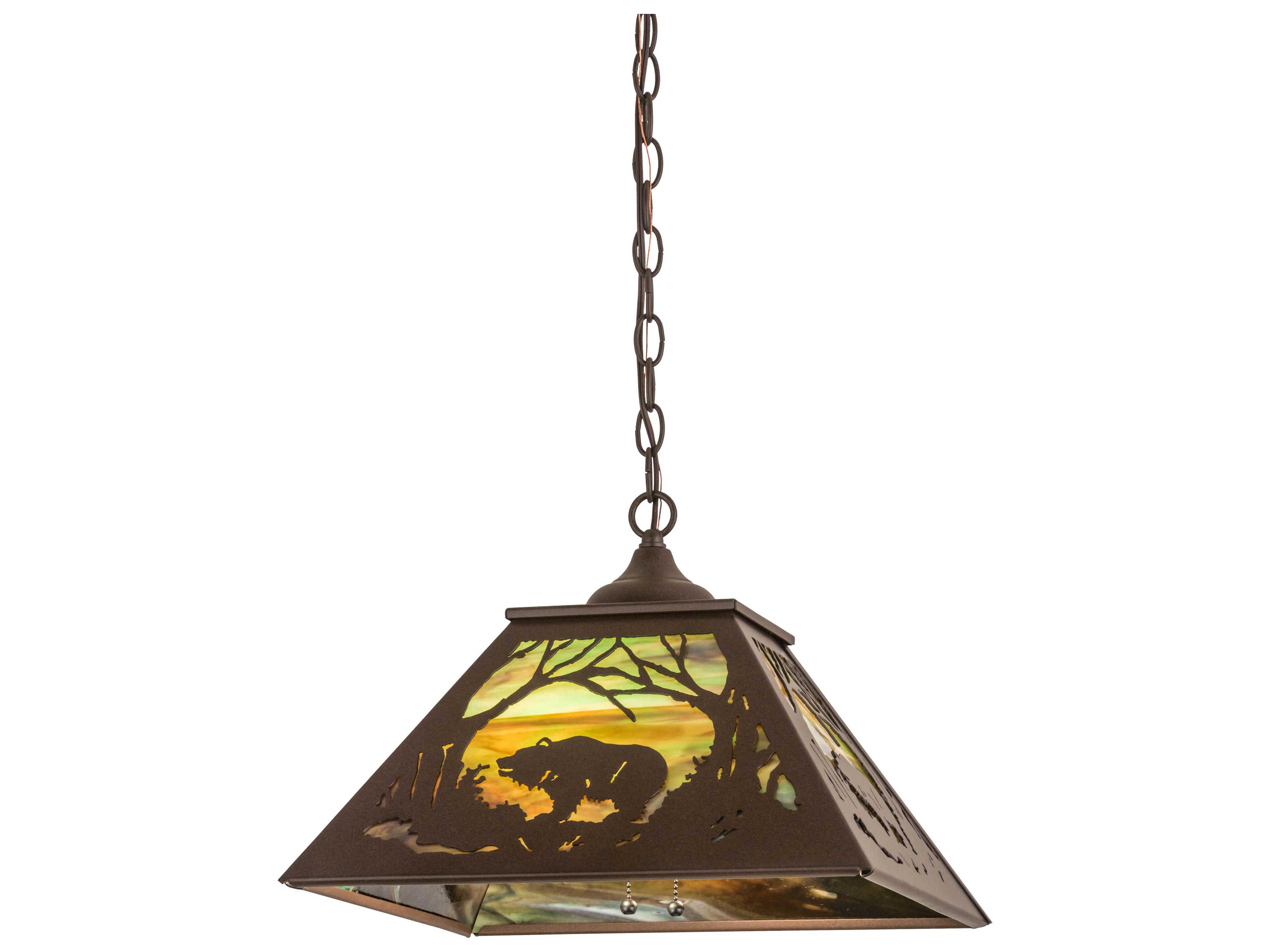 Bear At Dawn 2-Light Brown Glass Pendant