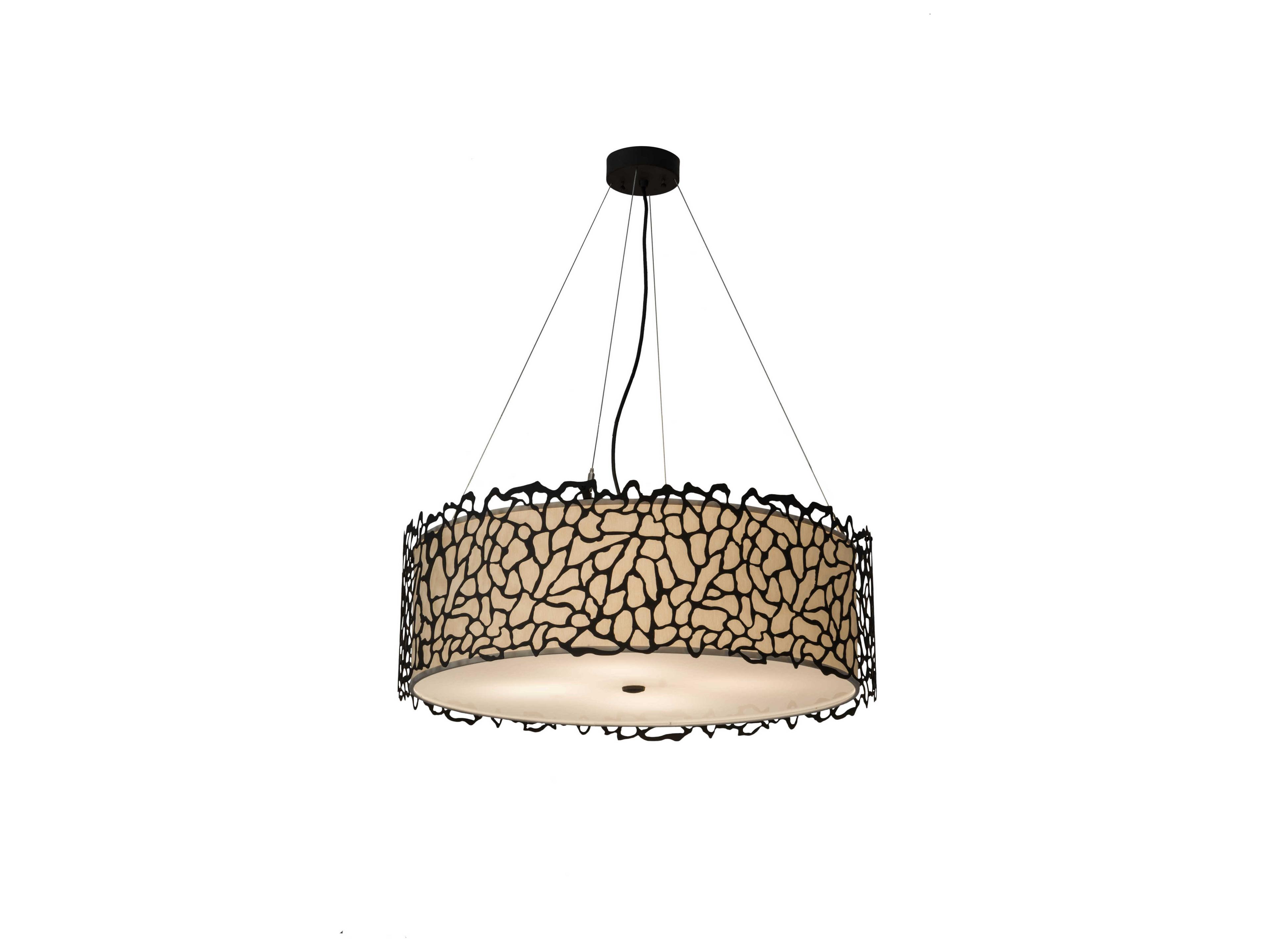Meyda 4-Light Bronze Glass Drum Pendant