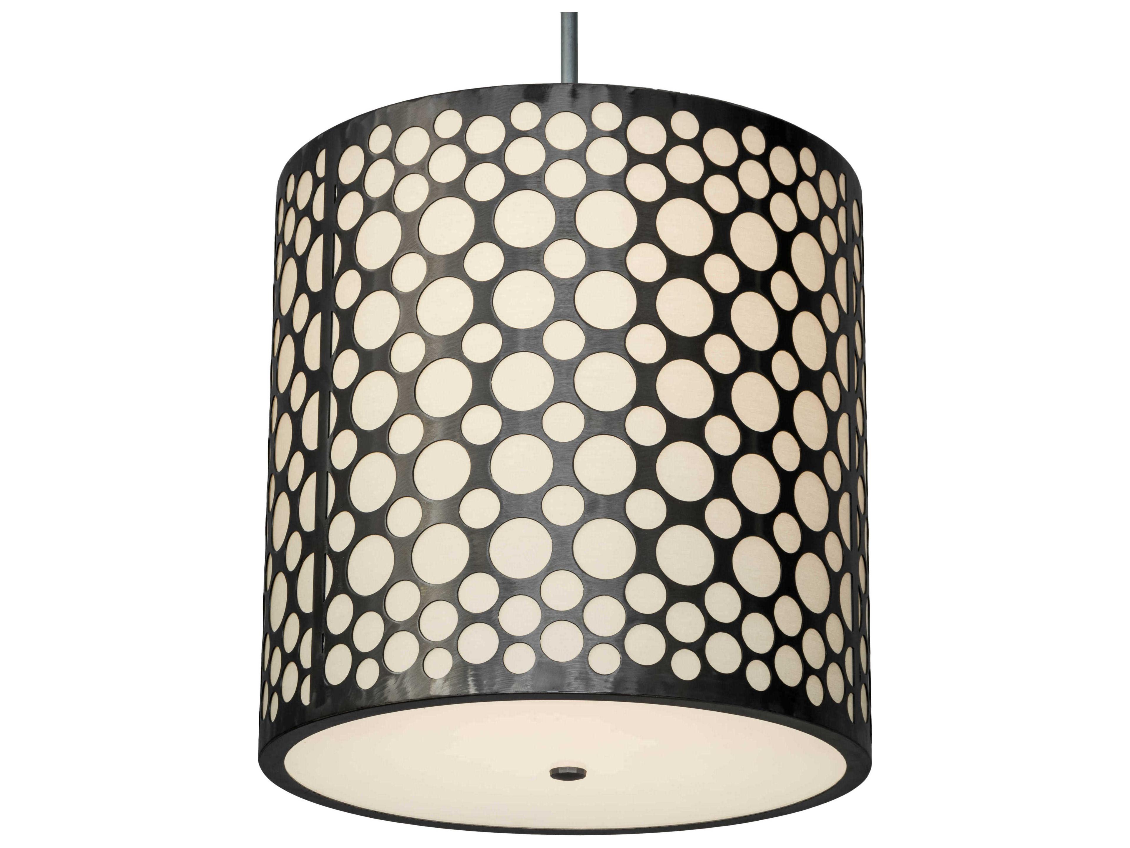 1-Light Steel Glass Drum Pendant