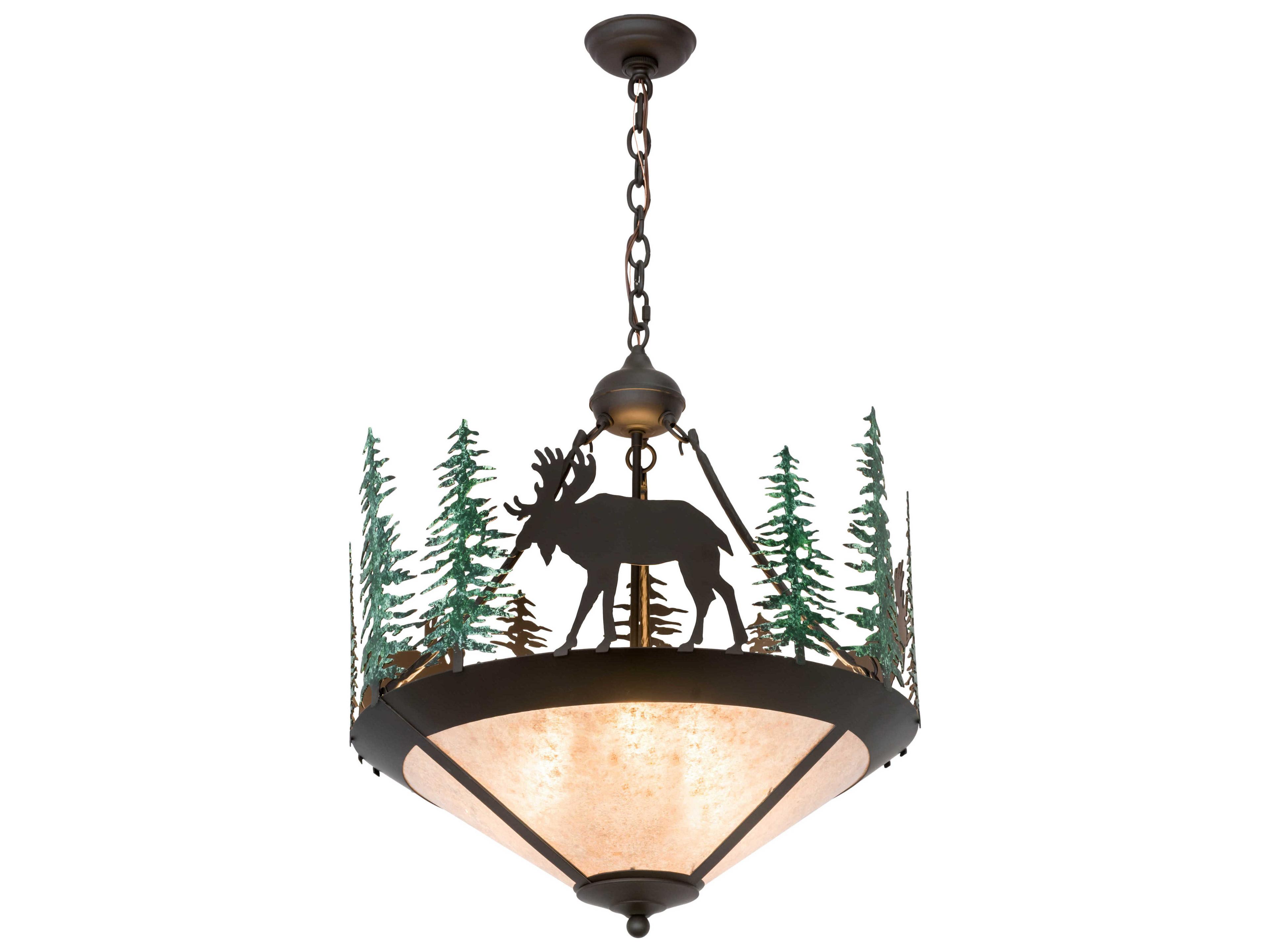 3-Light Bronze Glass Pendant