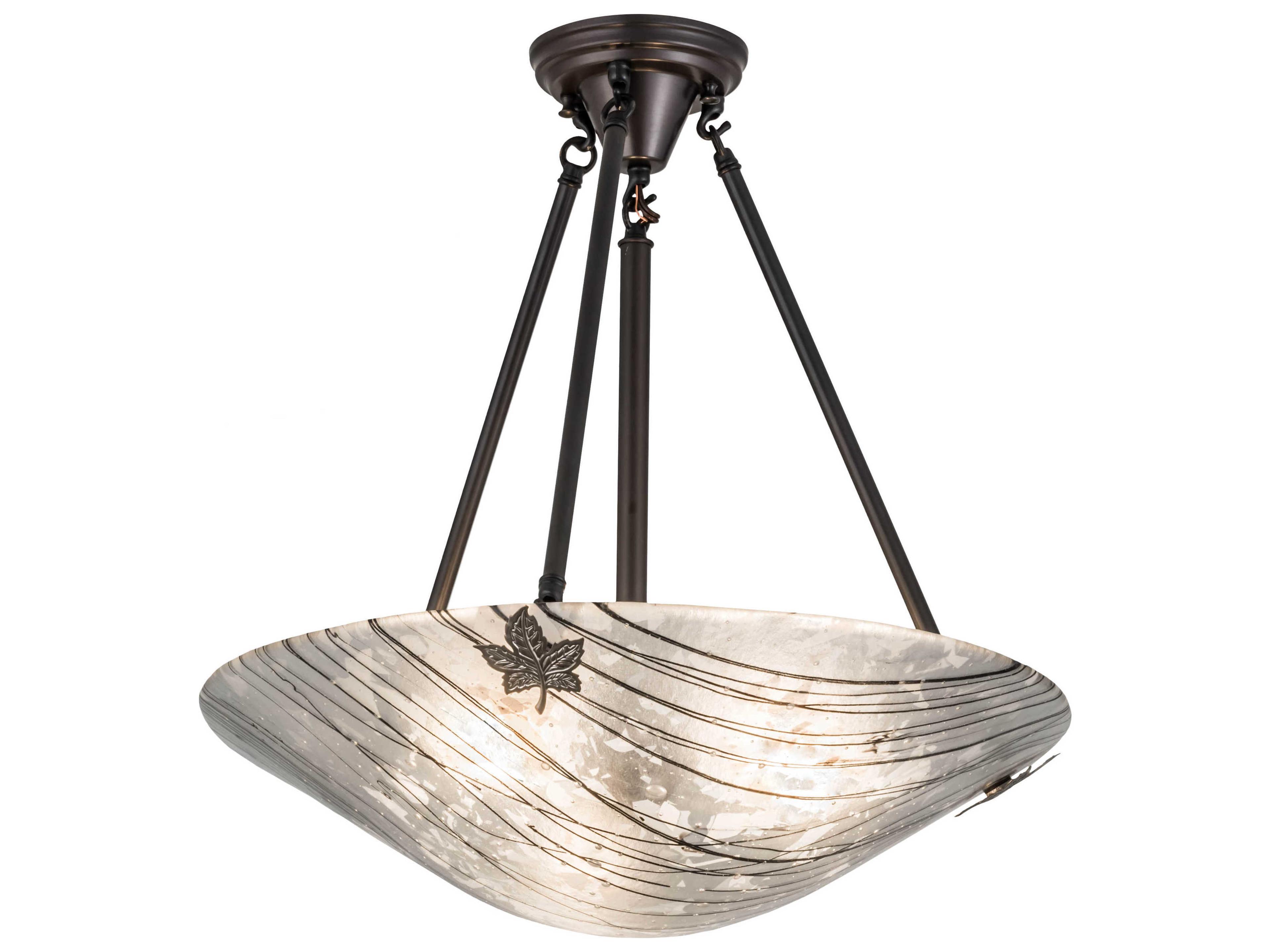 Metro Fusion 3-Light Black Glass Bowl Pendant