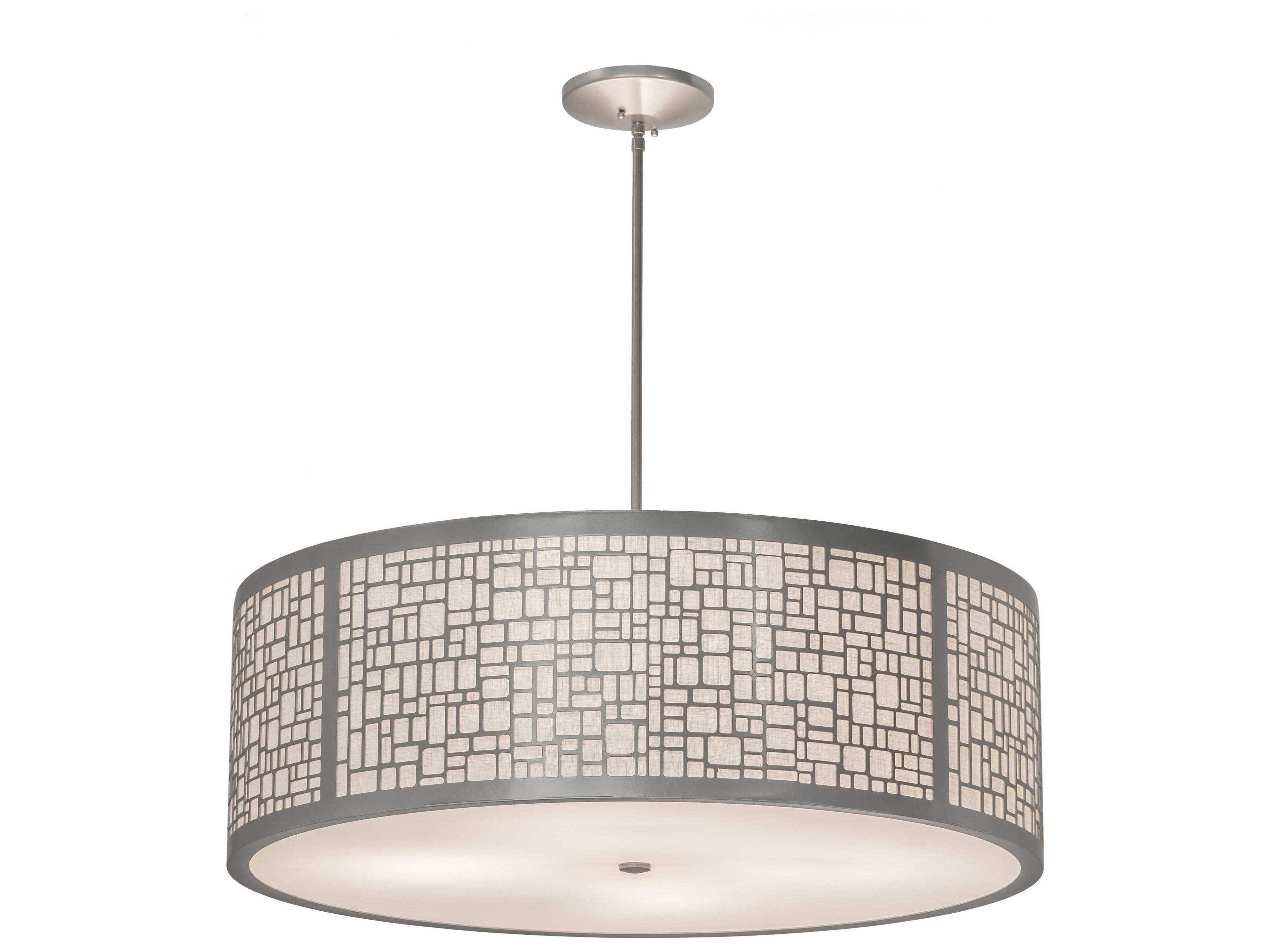 4-Light Nickel Glass Drum Pendant