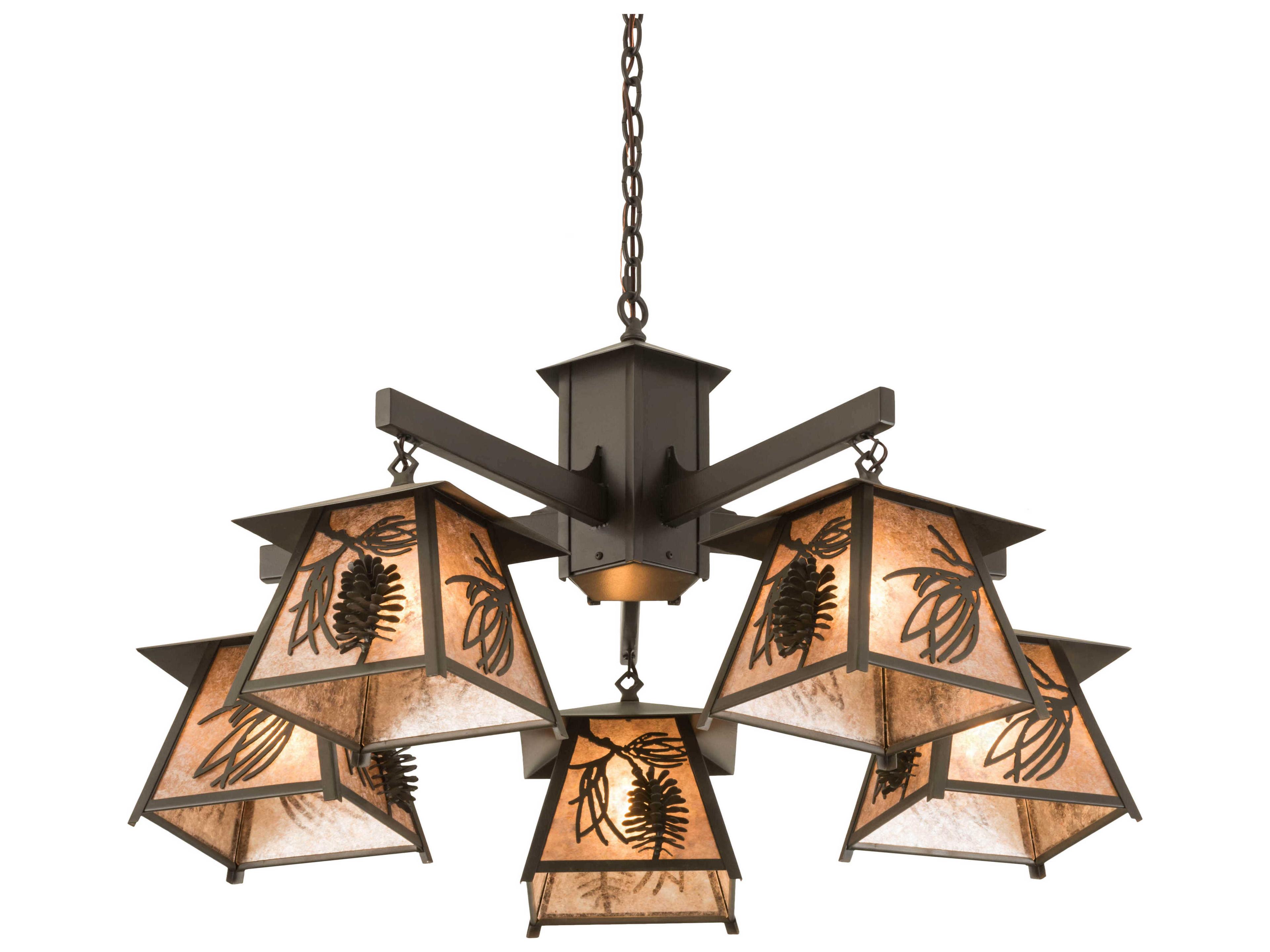 5-Light Copper Glass Pendant
