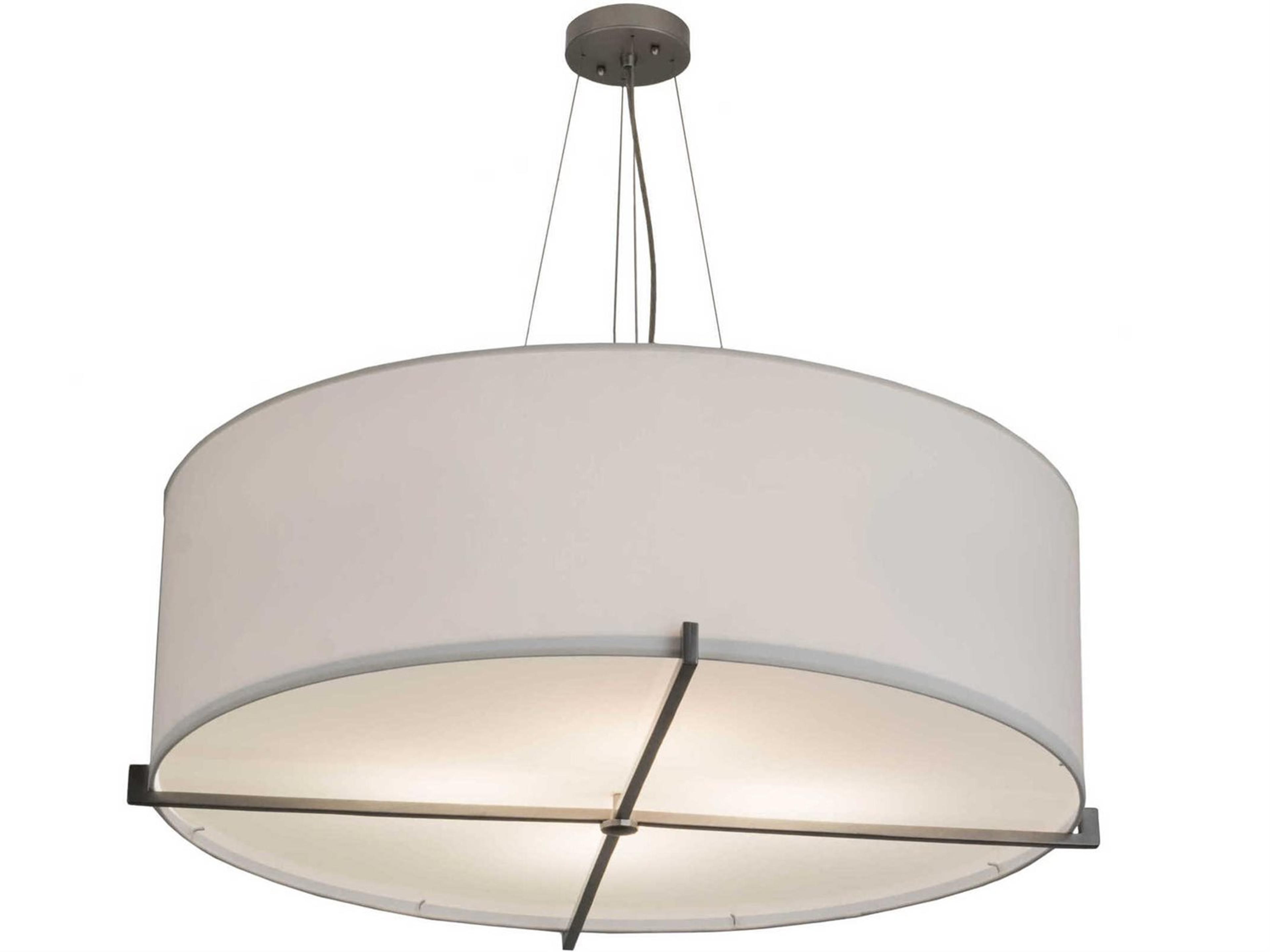 4-Light Nickel Glass Drum Pendant