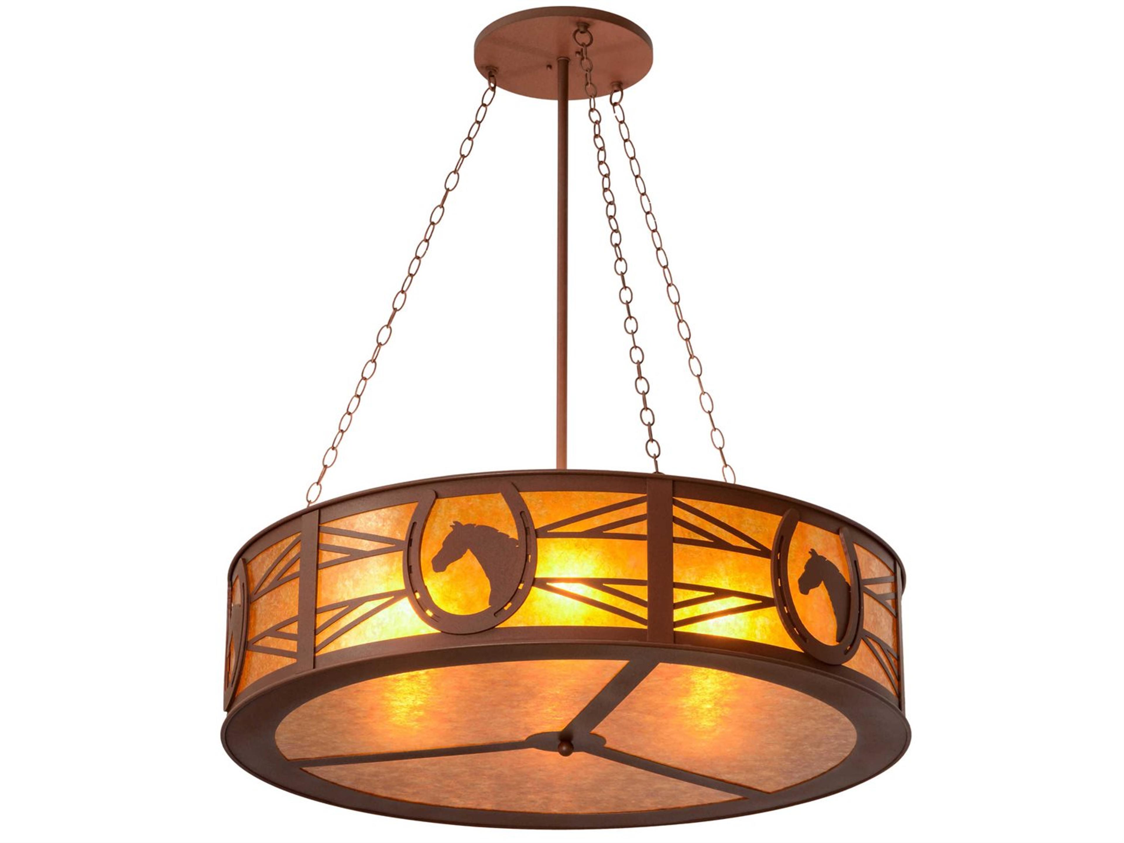6-Light Brown Glass Drum Pendant