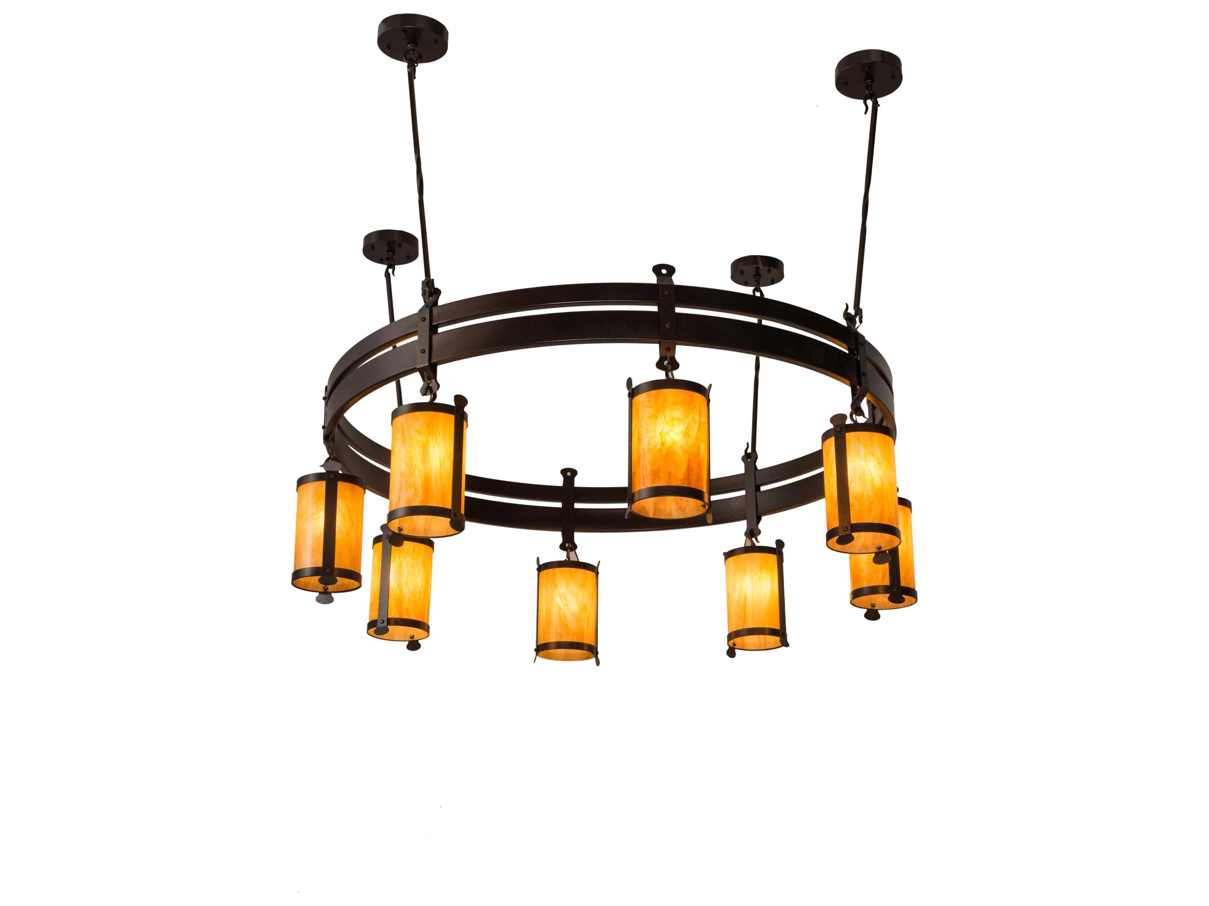 8-Light Copper Glass Cylinder Pendant
