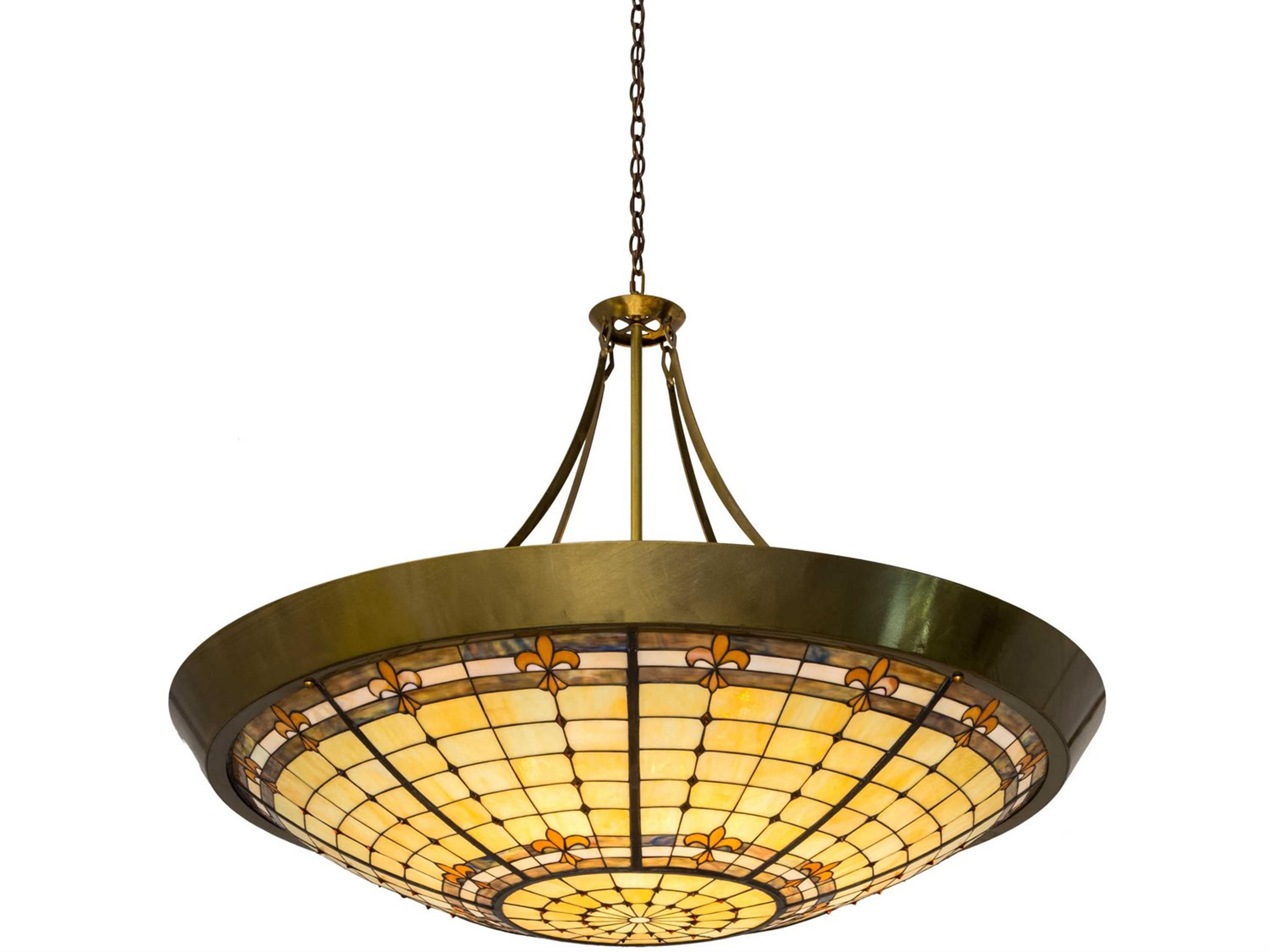 Meyda 10-Light Brass Glass Tiffany Bowl Pendant