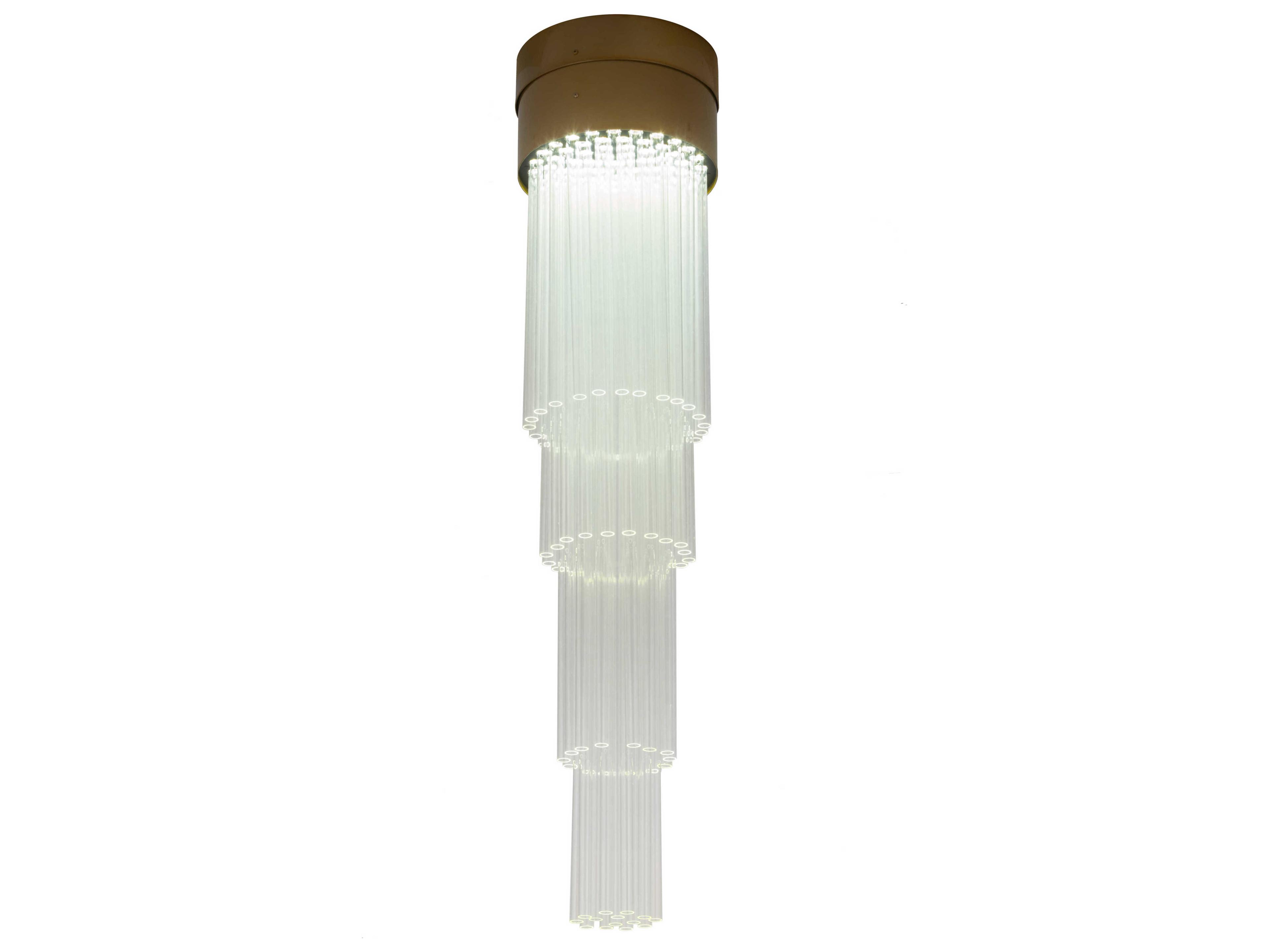 Led Gold Glass Cylinder Tiered Pendant