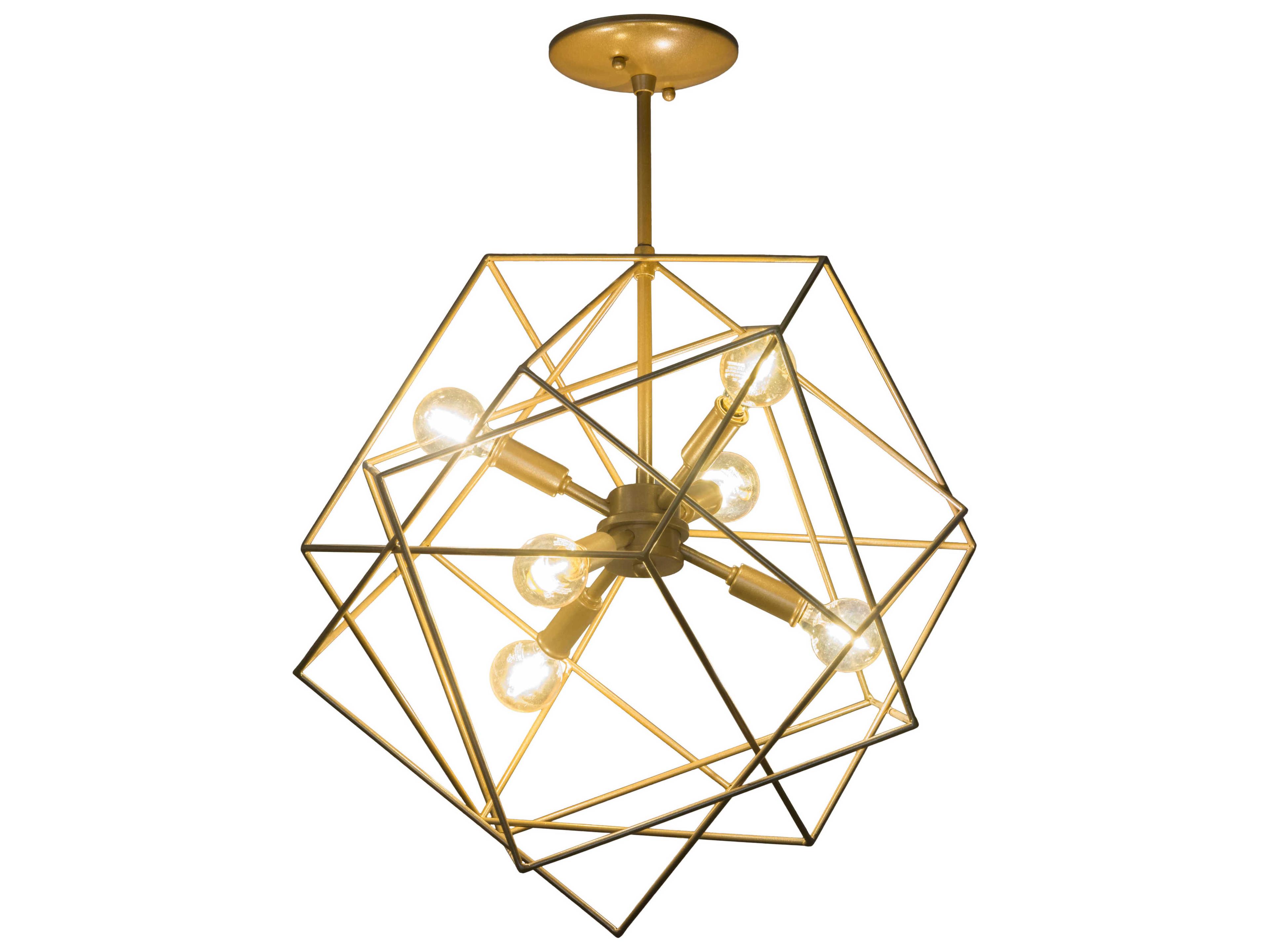 6-Light Gold Glass Geometric Sputnik Pendant