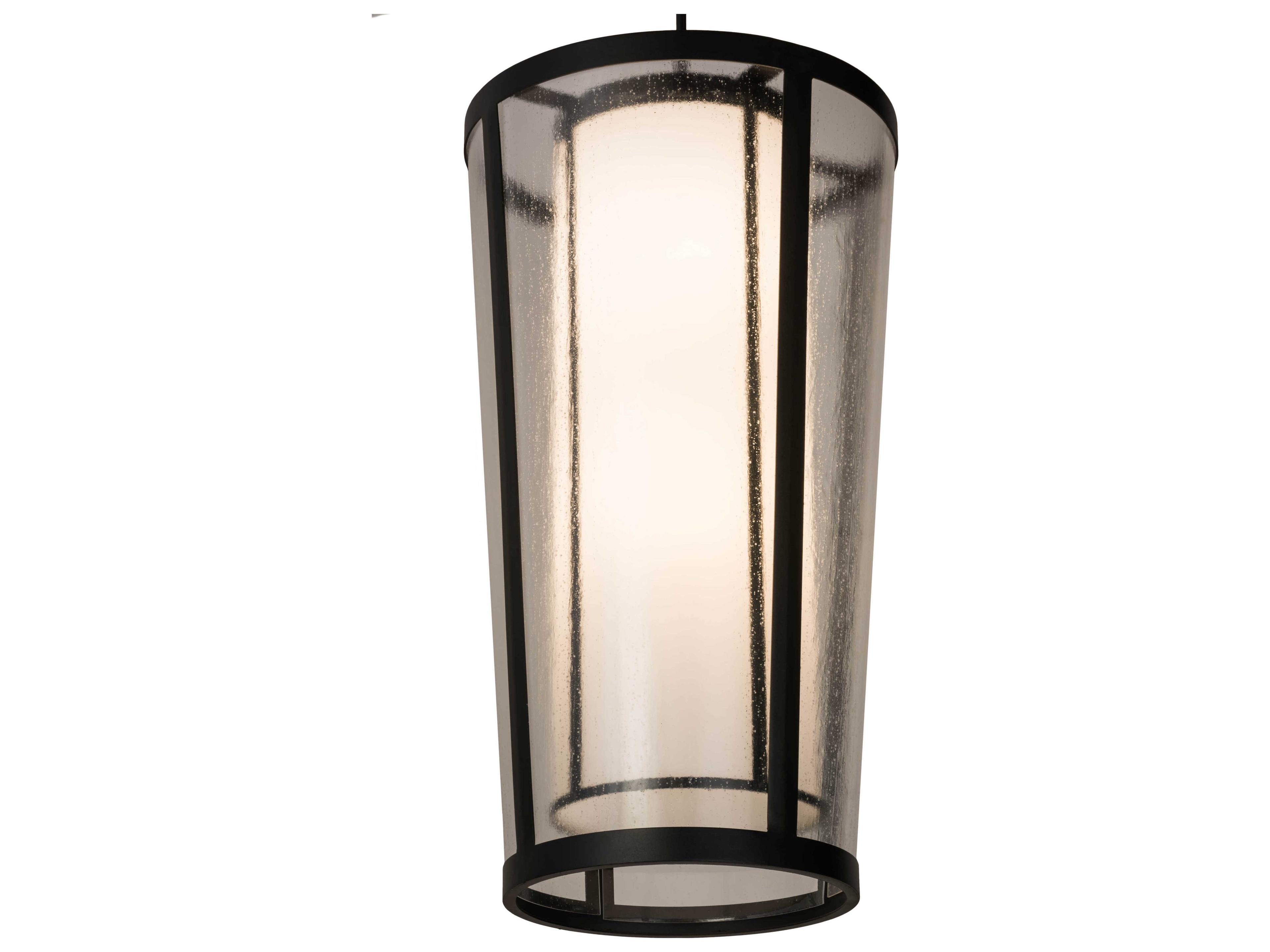 4-Light Black Glass Cylinder Pendant