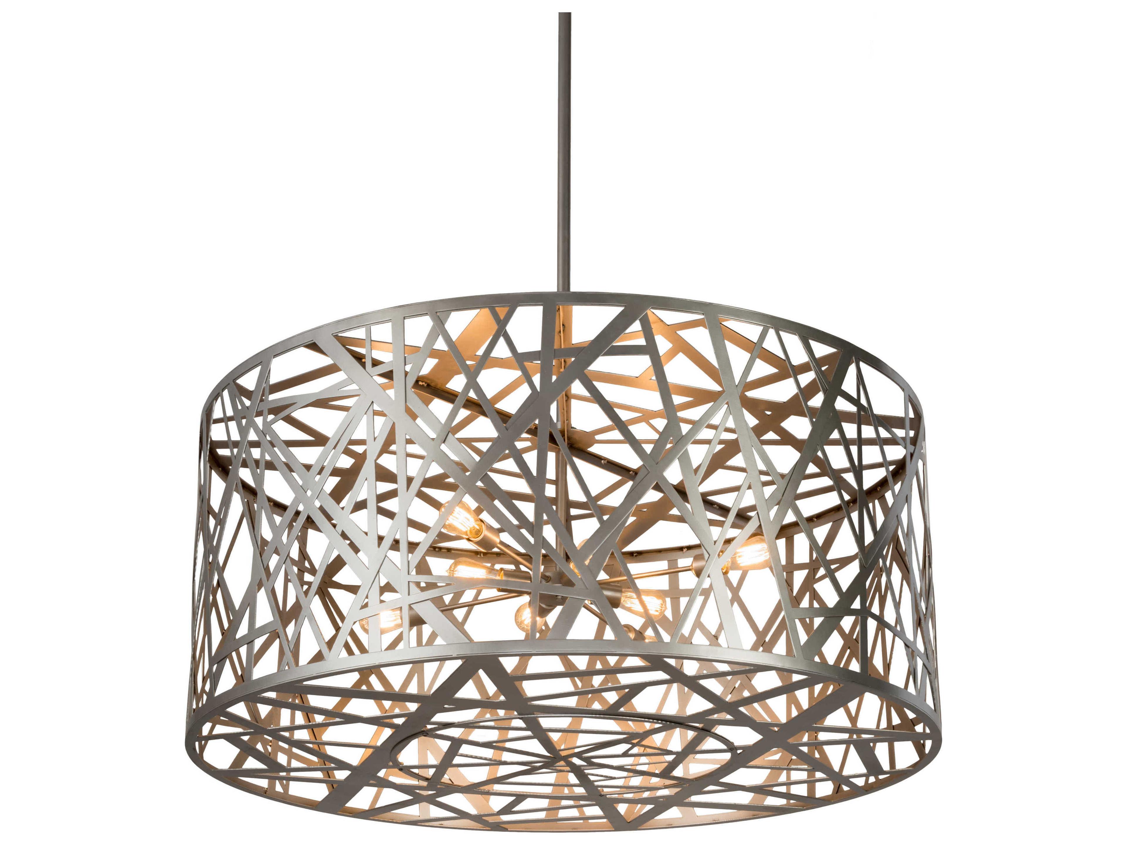 8-Light Nickel Glass Drum Sputnik Pendant