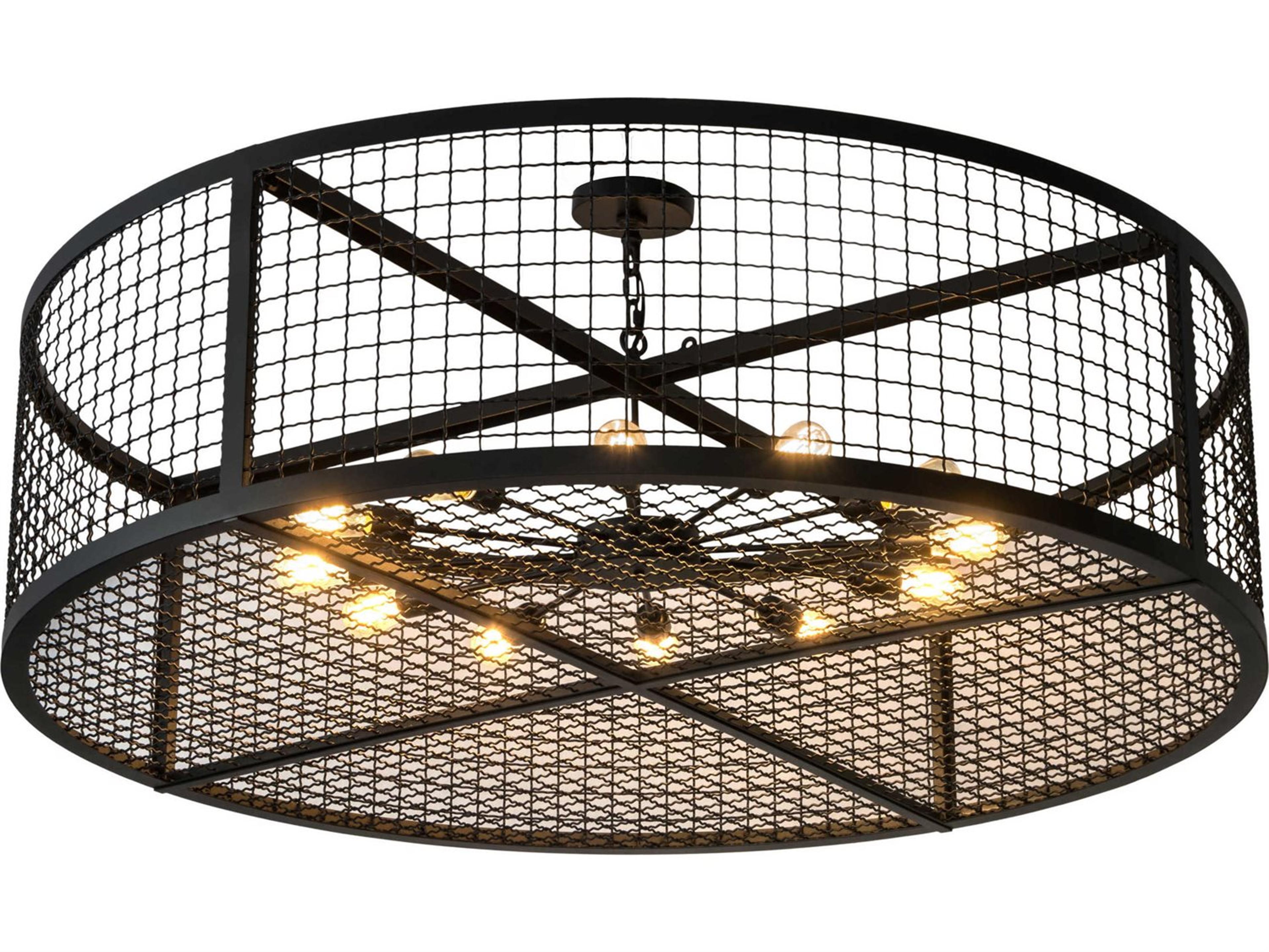 Paloma Golpe 12-Light Black Glass Drum Sputnik Pendant