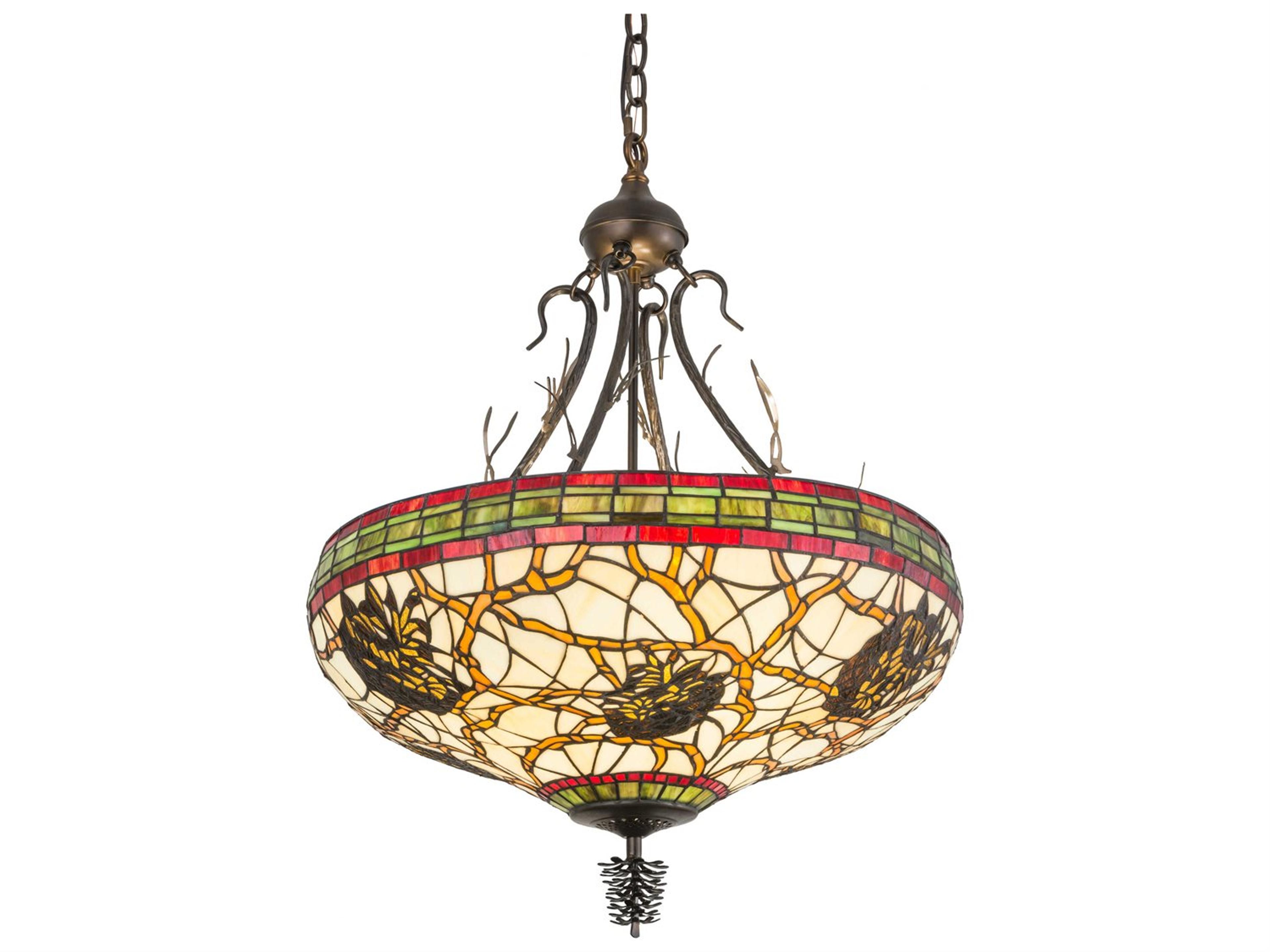 4-Light Brown Glass Tiffany Pendant