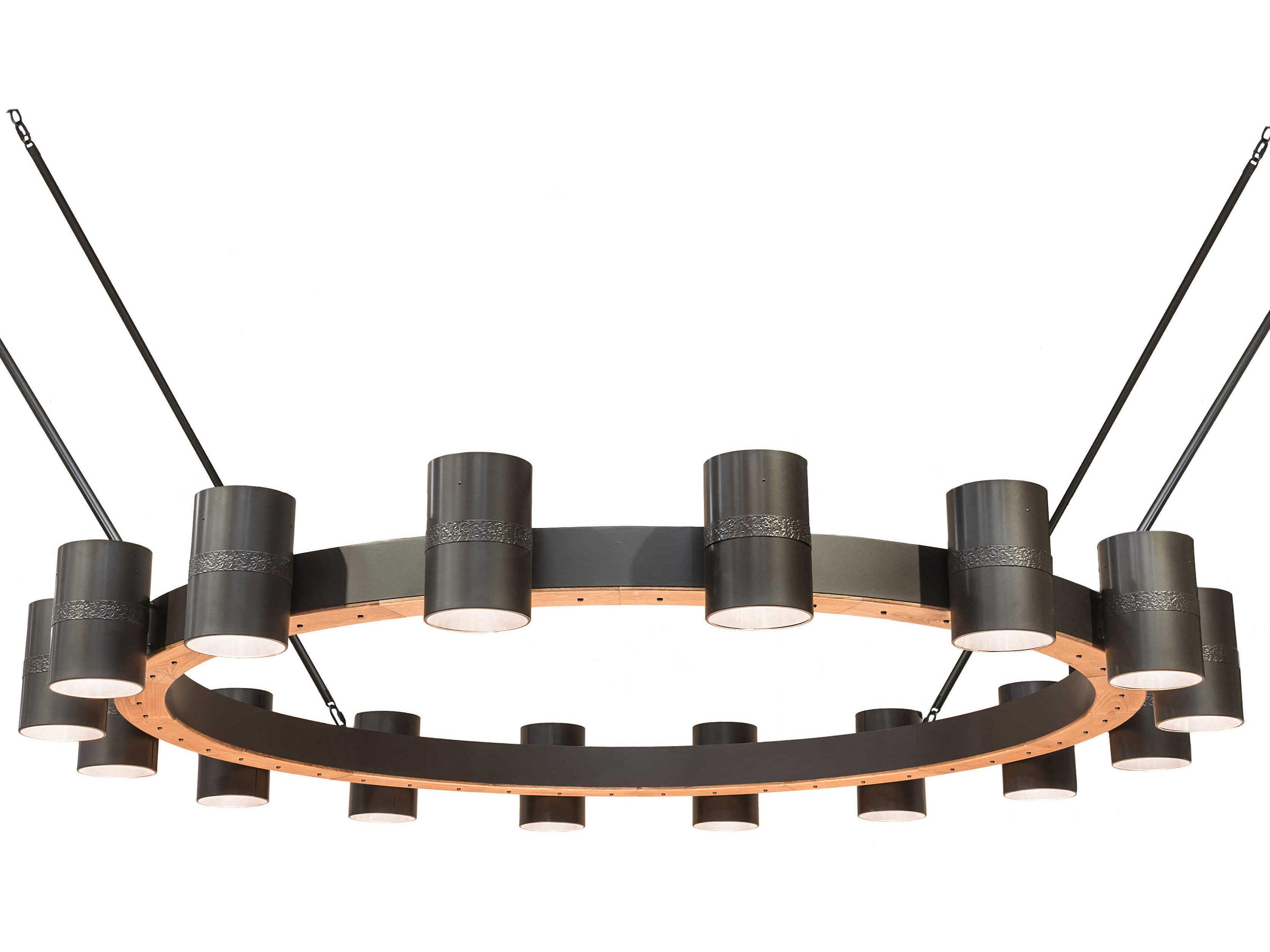 16-Light Bronze Glass Cylinder Round Pendant