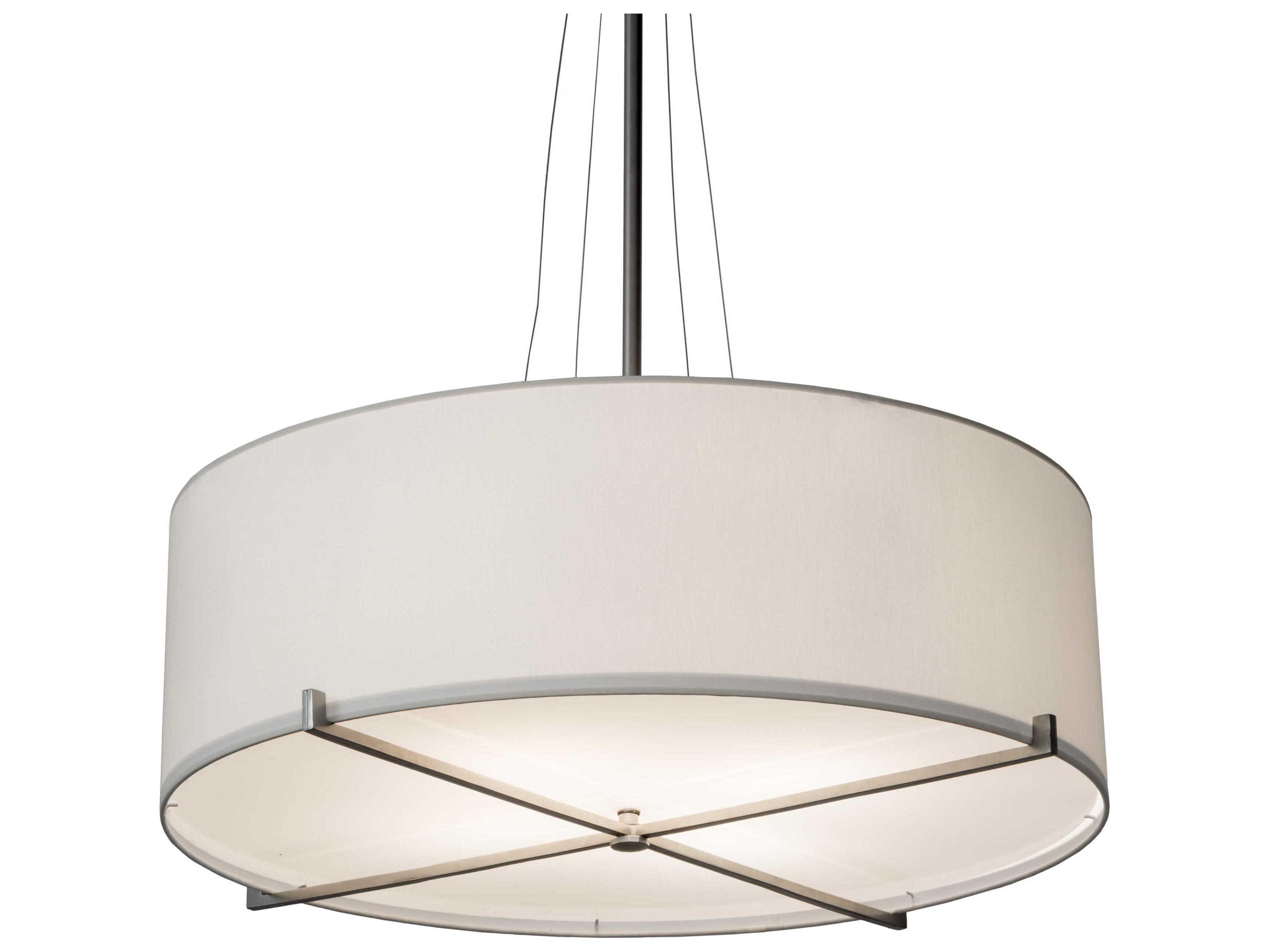 4-Light Nickel Glass Drum Pendant