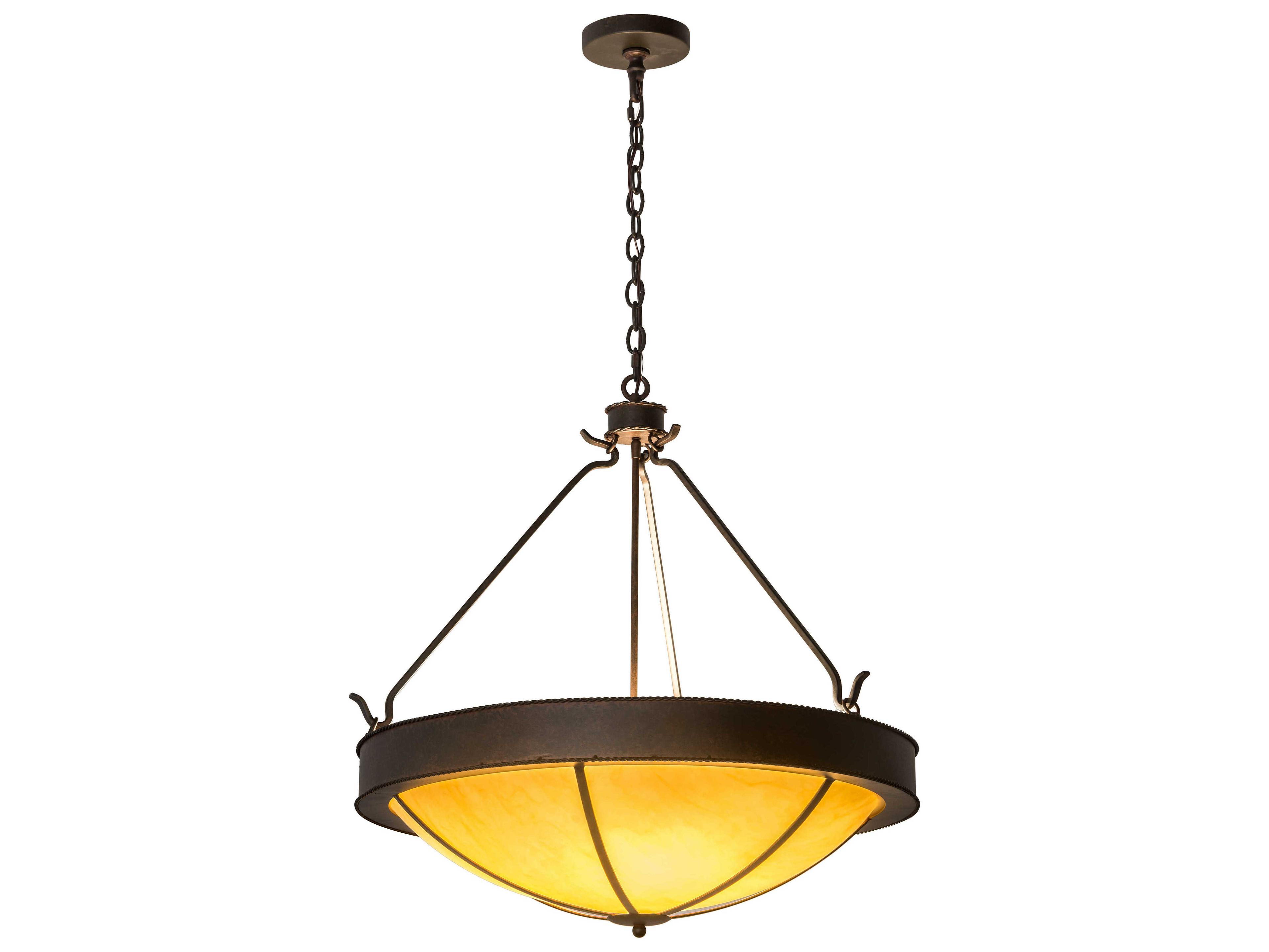 4-Light Brown Glass Bowl Pendant