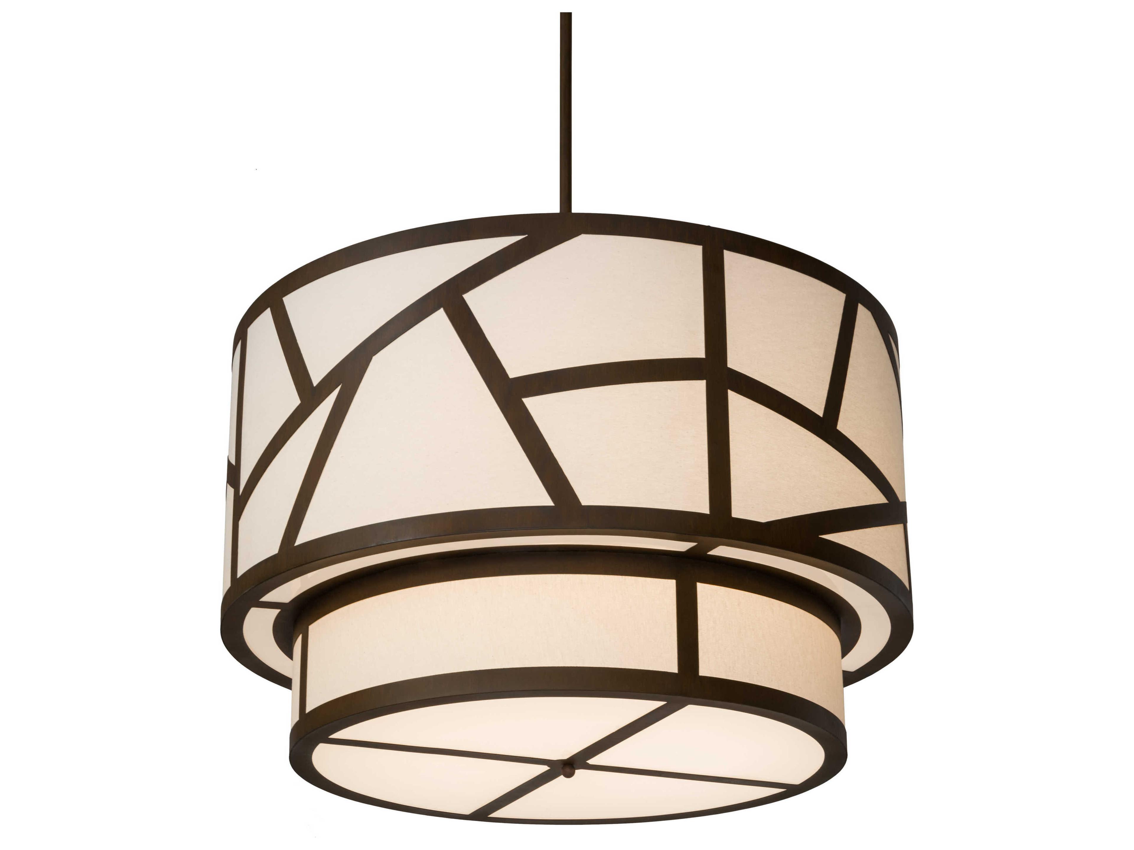 8-Light Brown Glass Drum Tiered Pendant