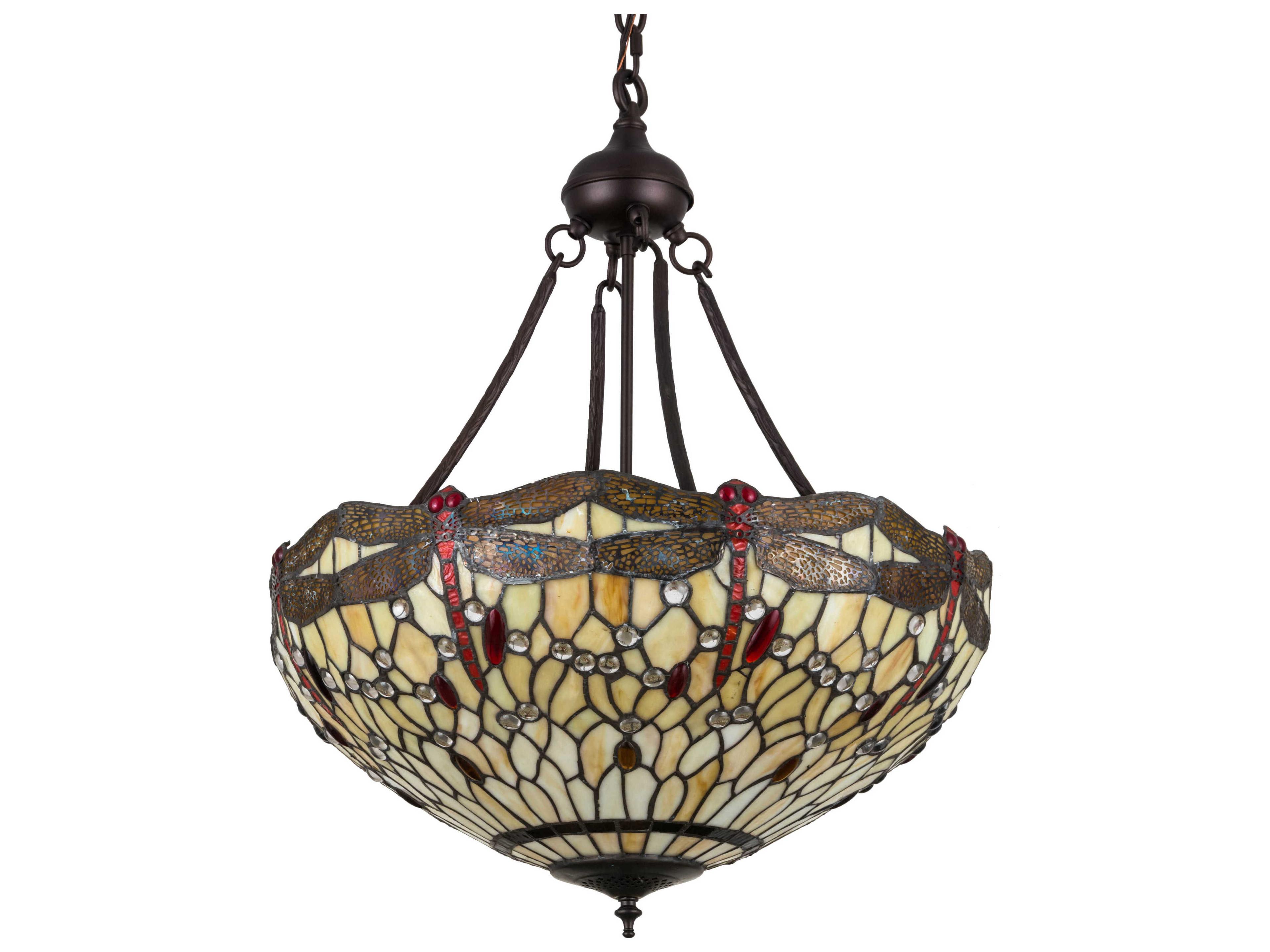 Meyda 4-Light Bronze Glass Tiffany Pendant