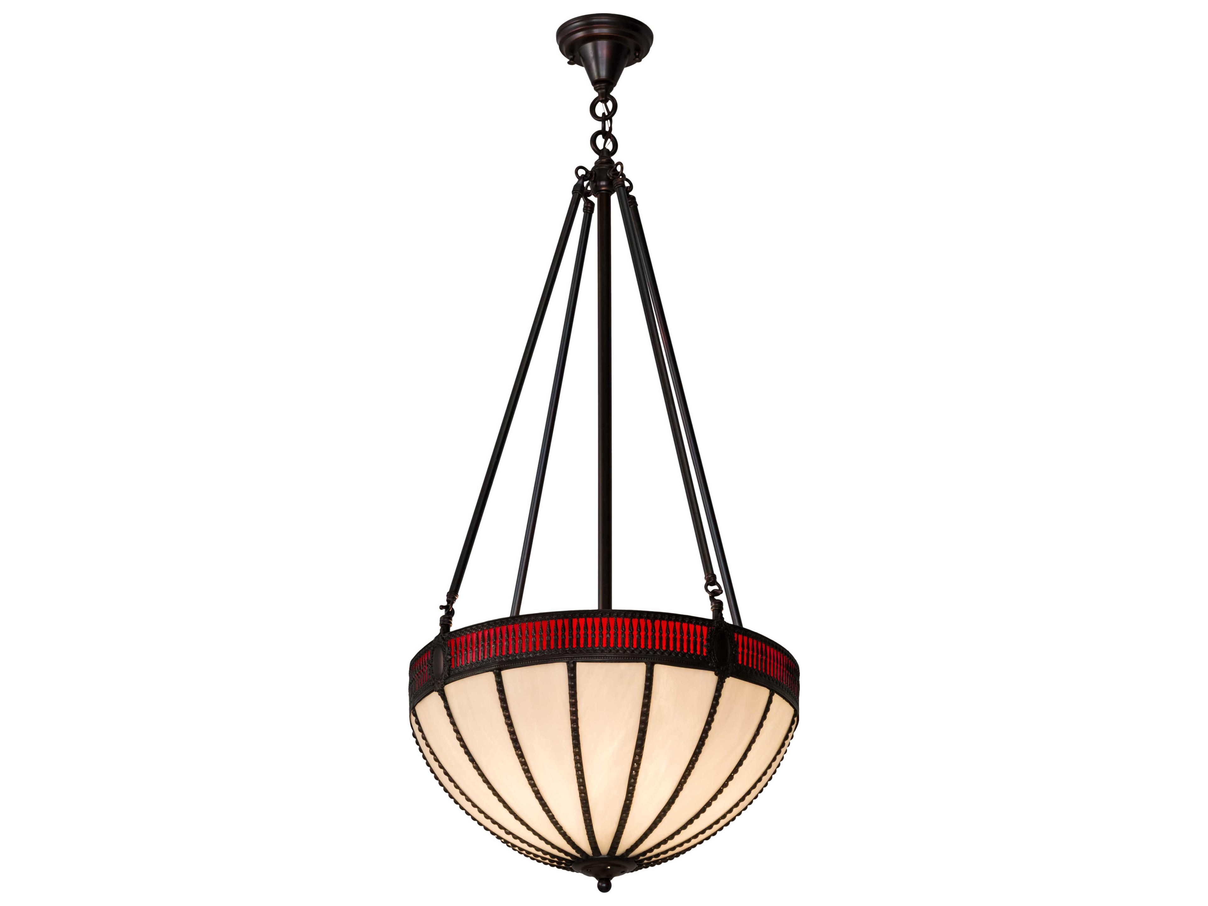 Meyda 4-Light Brass Glass Bowl Pendant