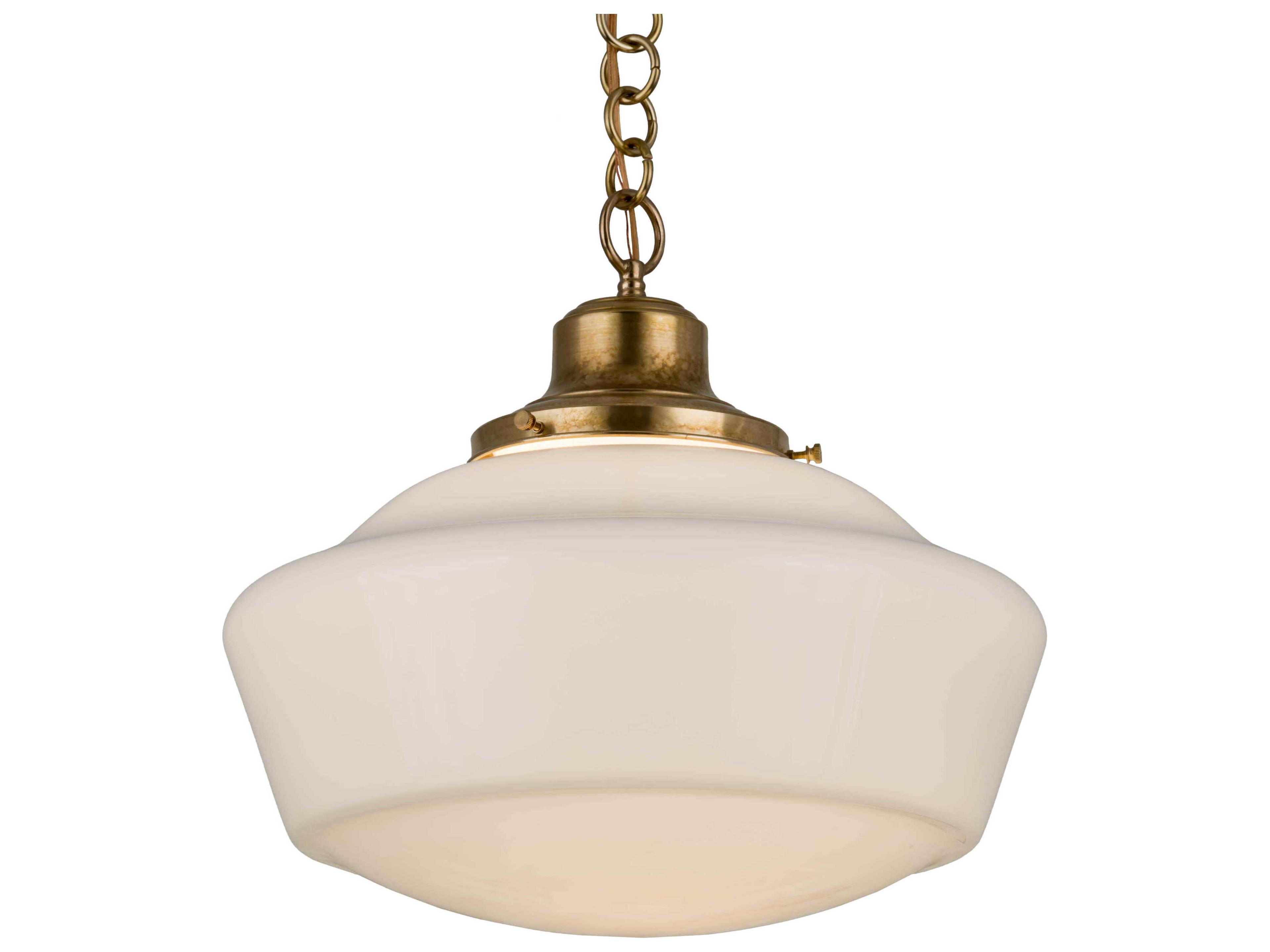 Revival Schoolhouse 1-Light Brass Glass Pendant
