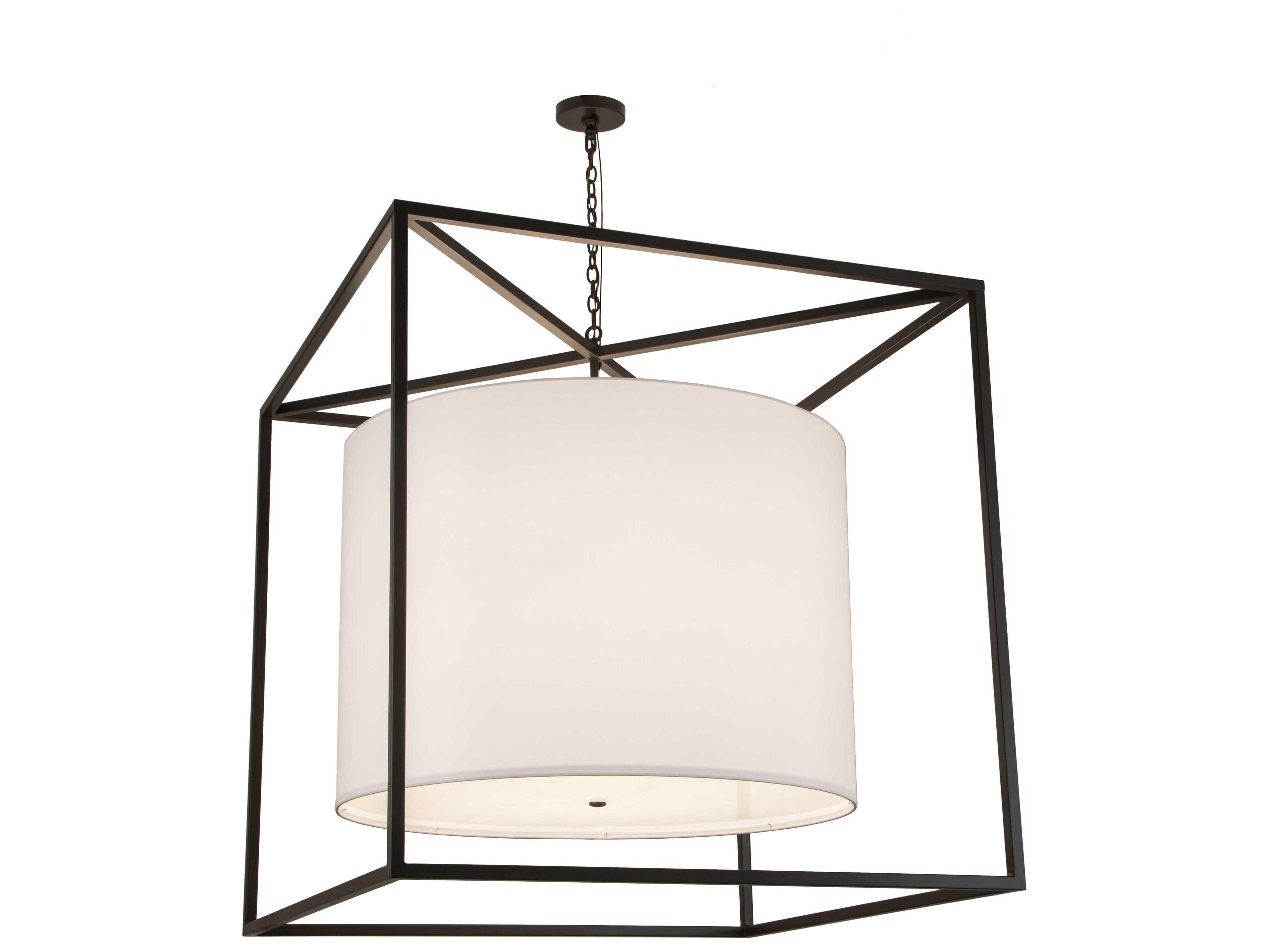 6-Light Bronze Glass Drum Pendant