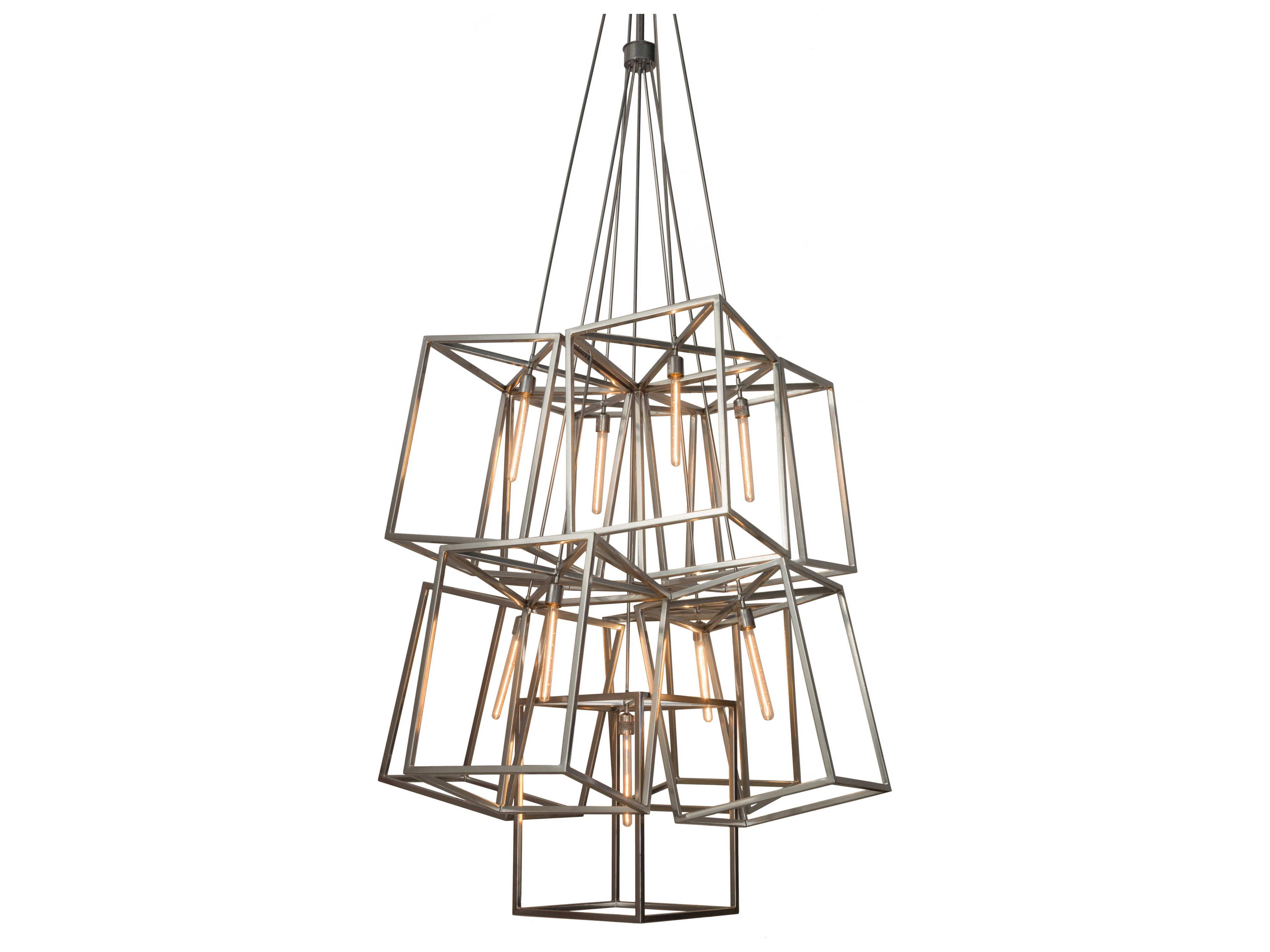 9-Light Chrome Glass Geometric Pendant