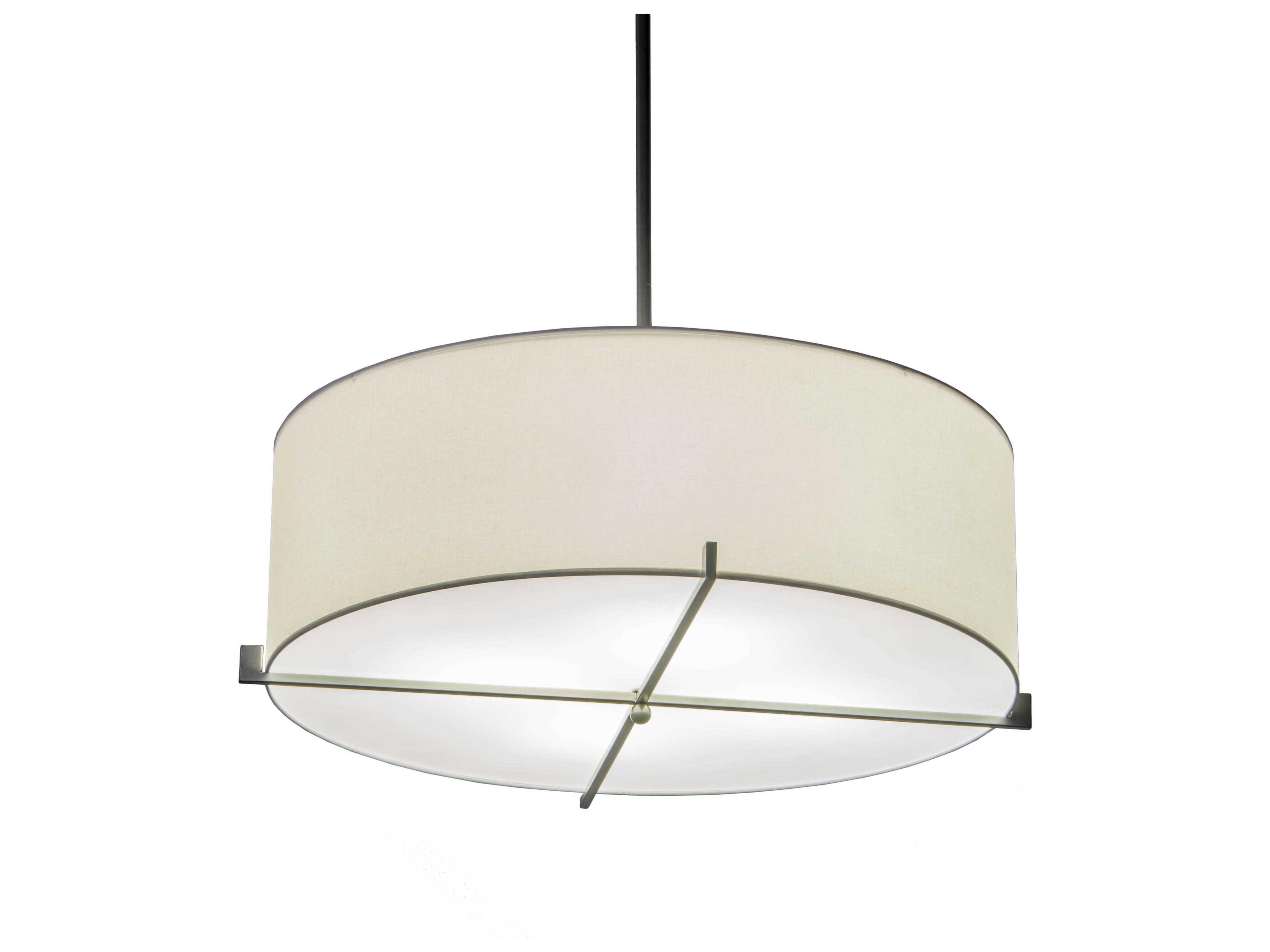 4-Light Nickel Glass LED Drum Pendant