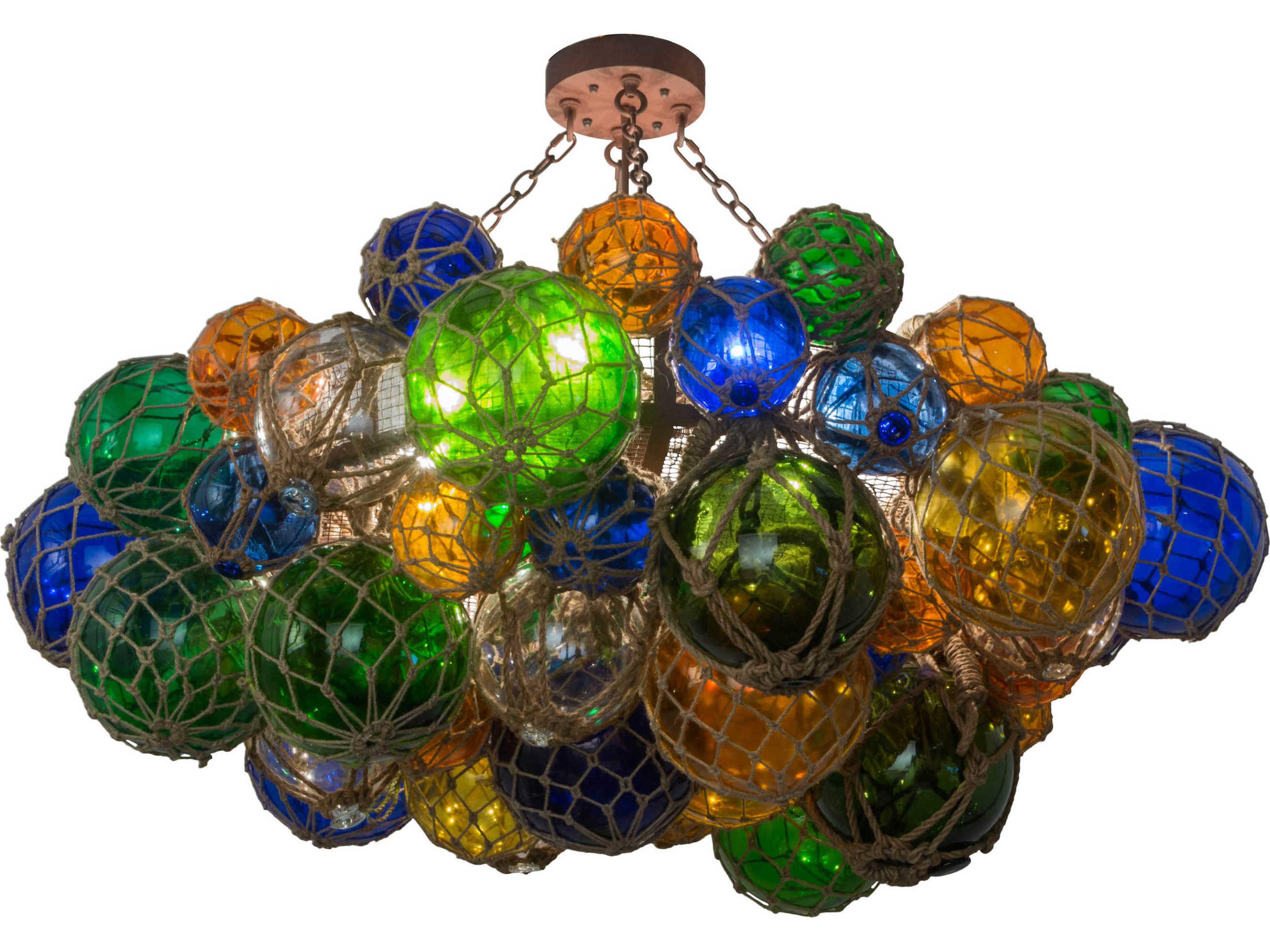 8-Light Blue Glass Tiffany Pendant