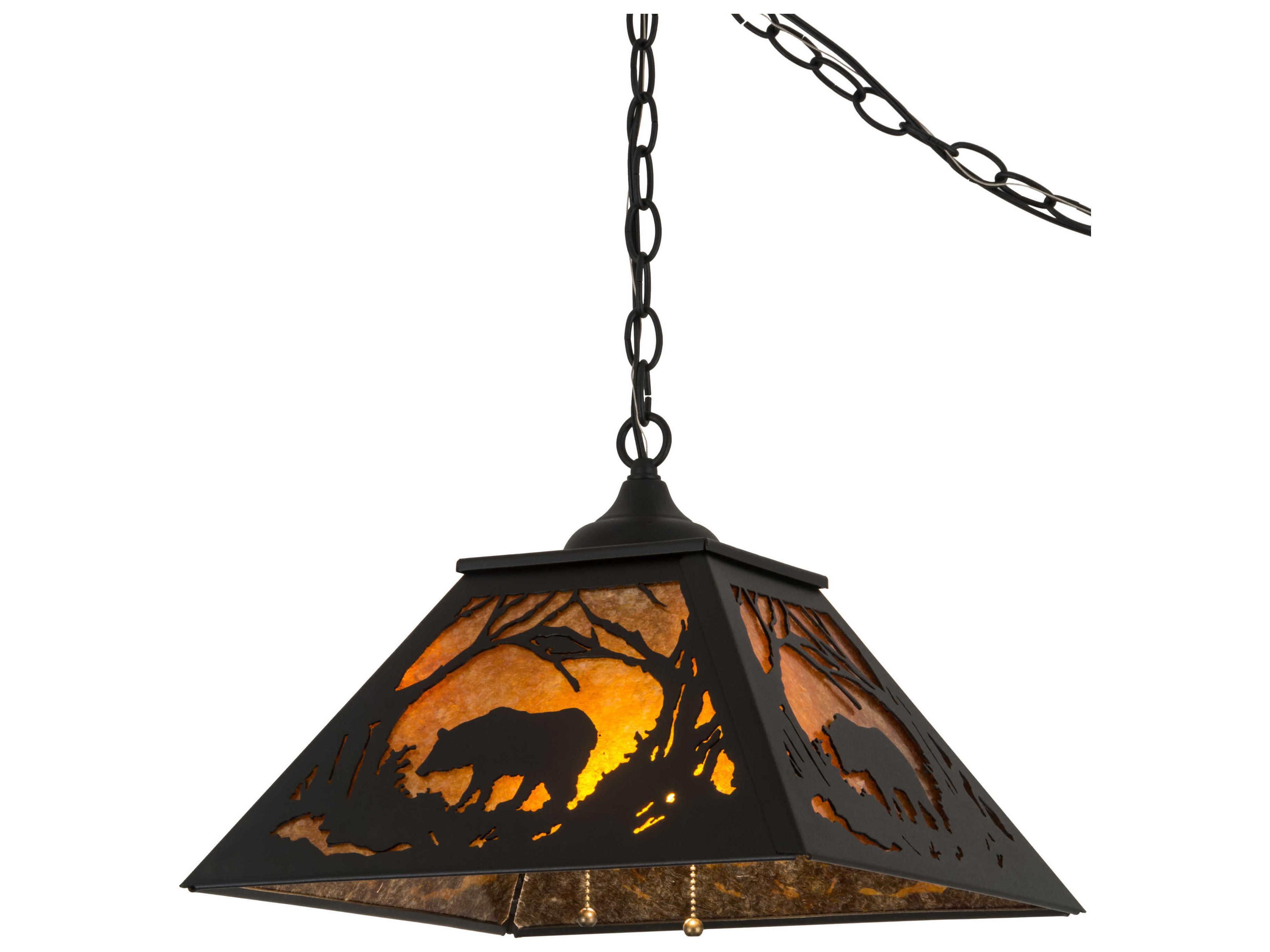 Bear At Dawn 2-Light Black Glass Pendant