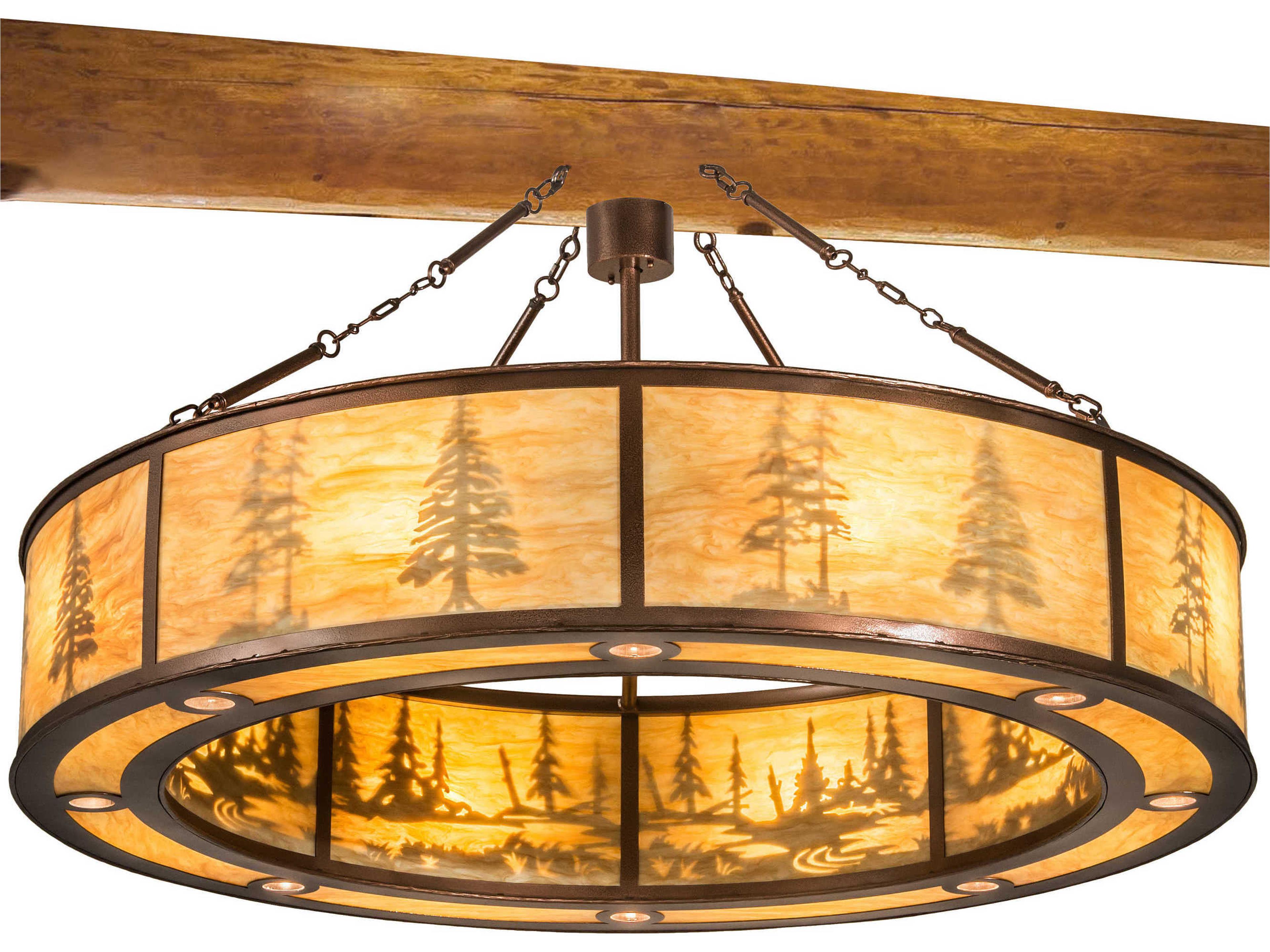 8 Copper Glass Round Pendant