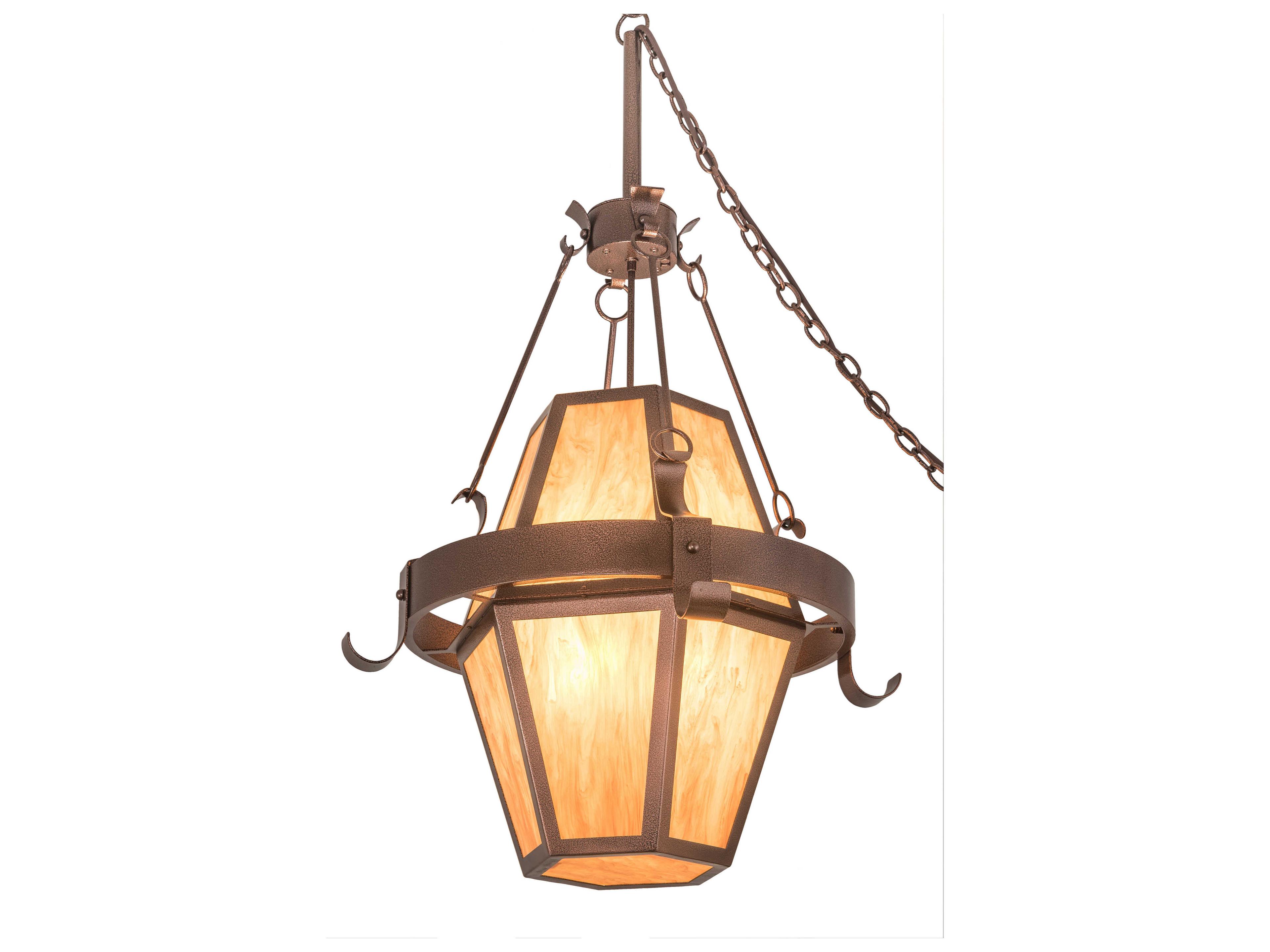 8-Light Copper Glass Pendant