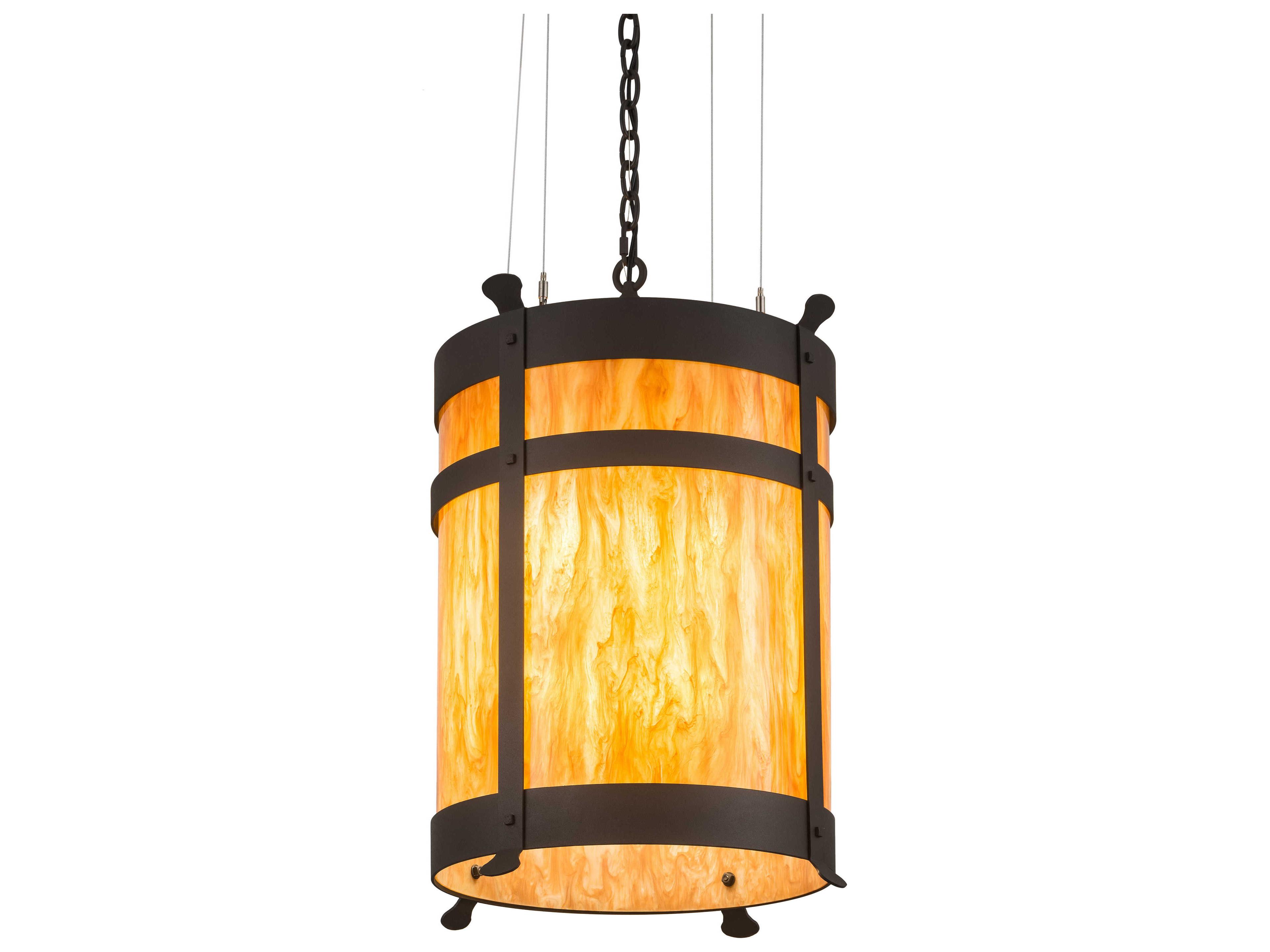 6-Light Black Glass Cylinder Pendant