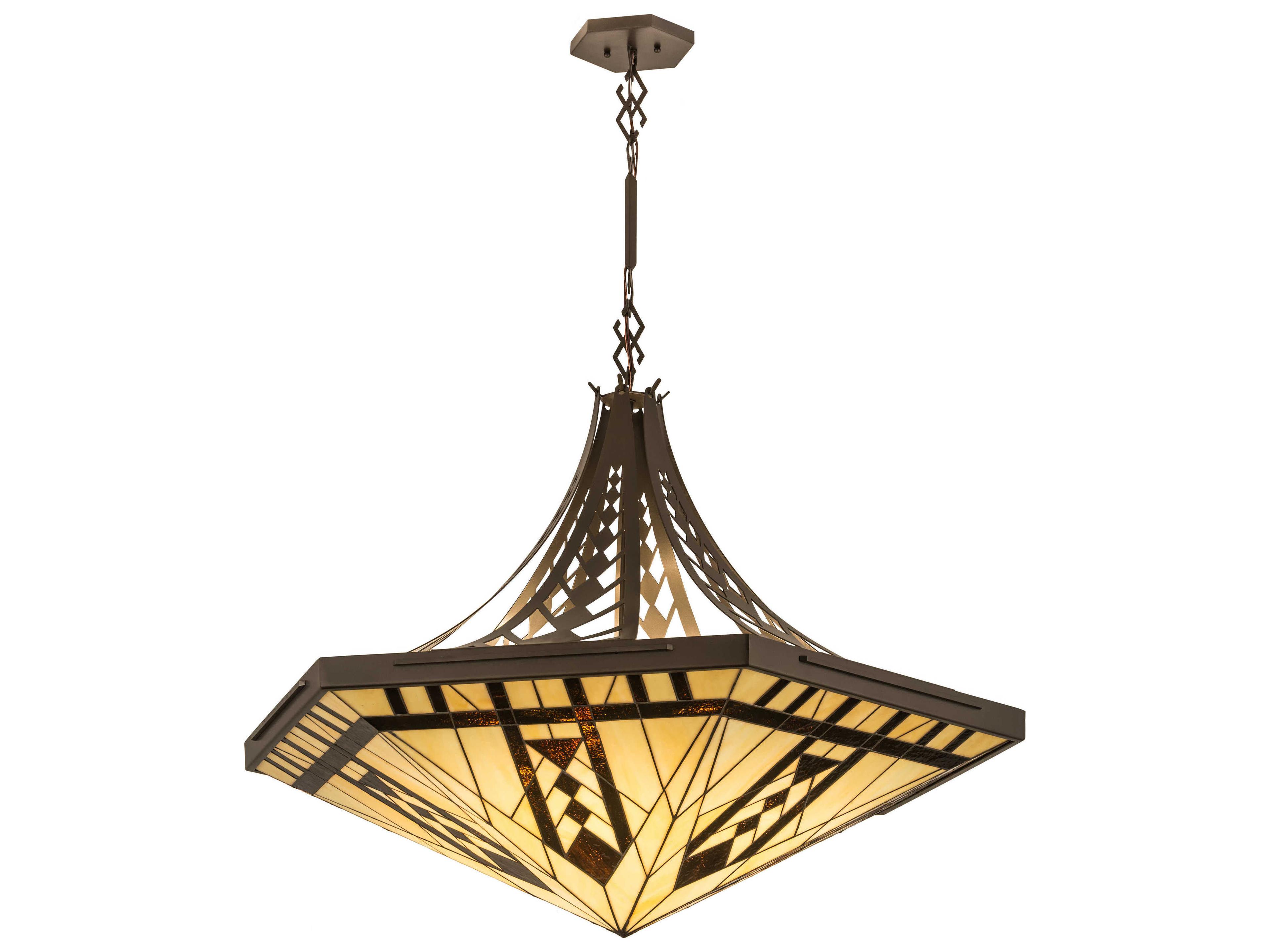 Meyda 6-Light Bronze Glass Tiffany Bowl Pendant