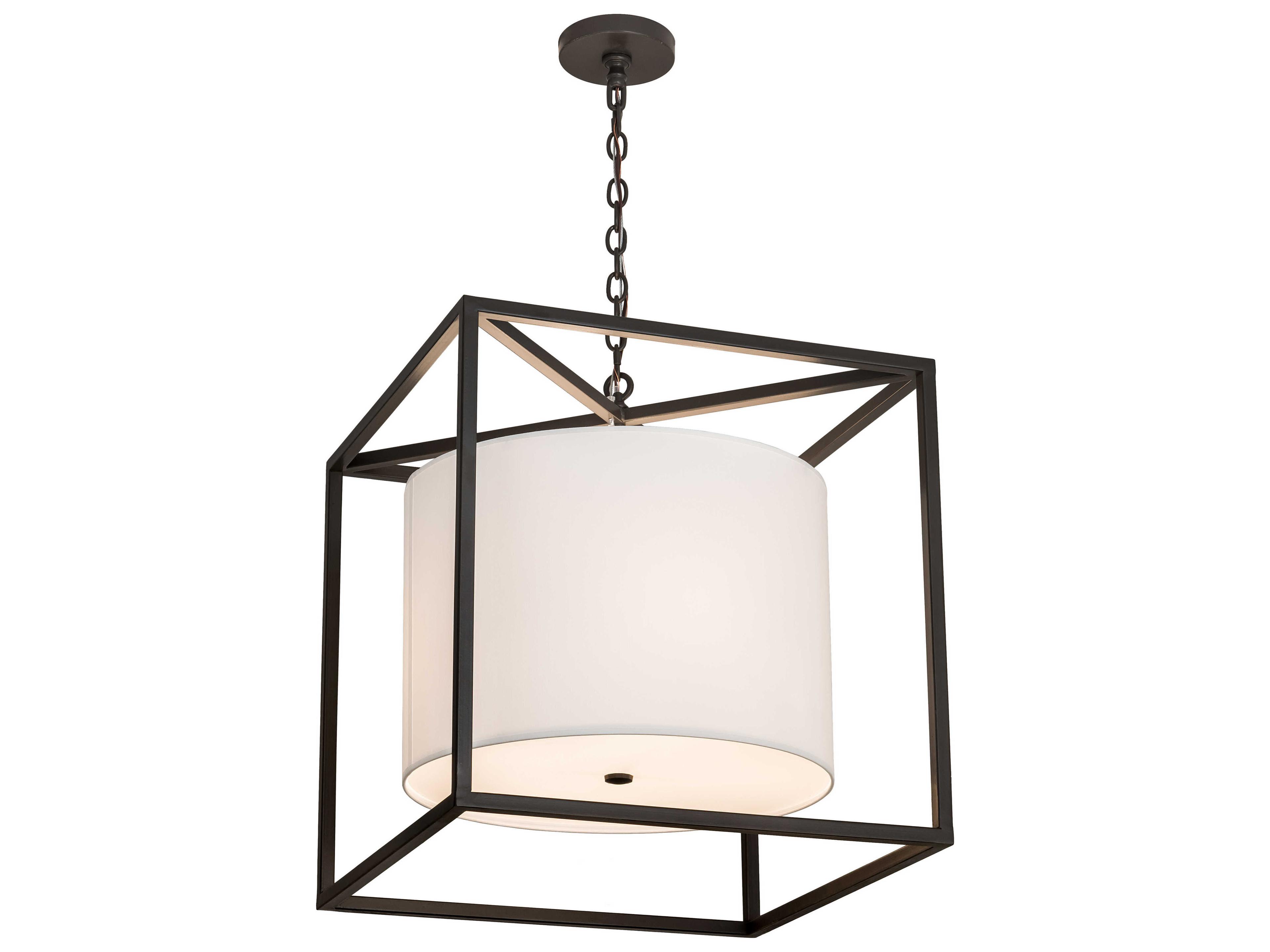 4-Light Bronze Glass Drum Pendant