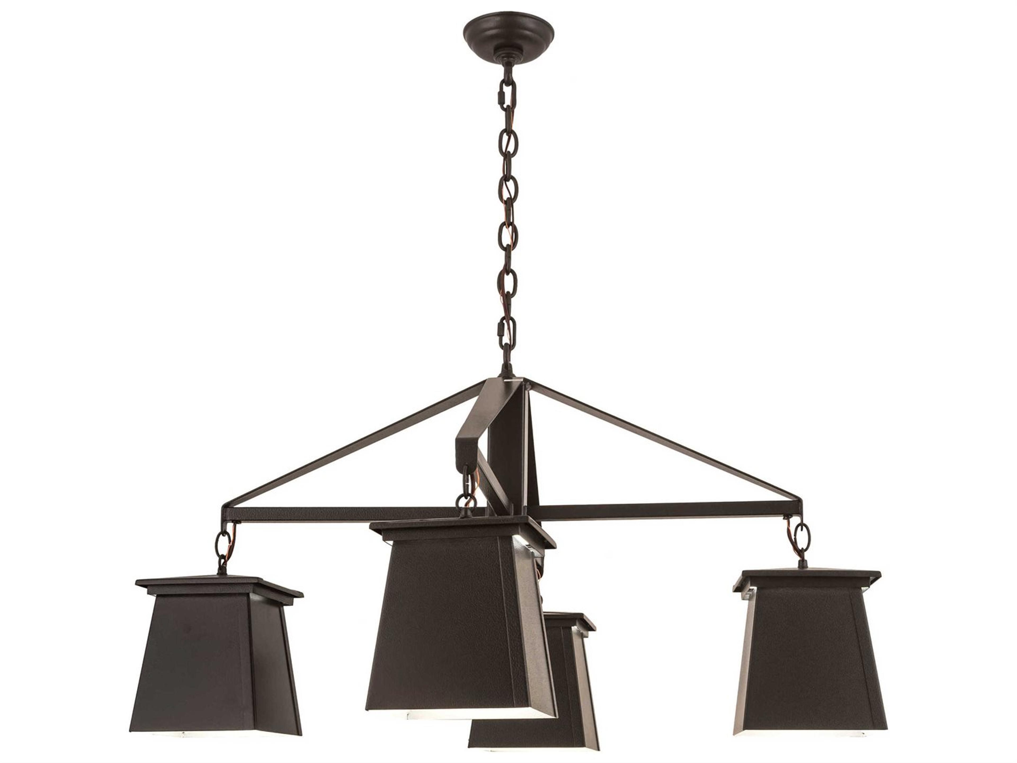 4-Light Bronze Glass Pendant